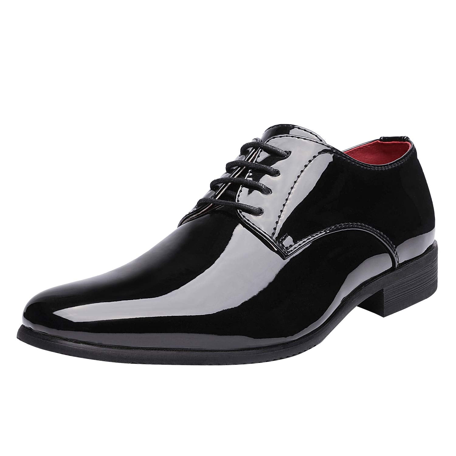 Bruno Marc Men's Faux Patent Leather Tuxedo Dress Shoes Classic Lace-up Formal Oxford,Size 11,Black,CEREMONY-06