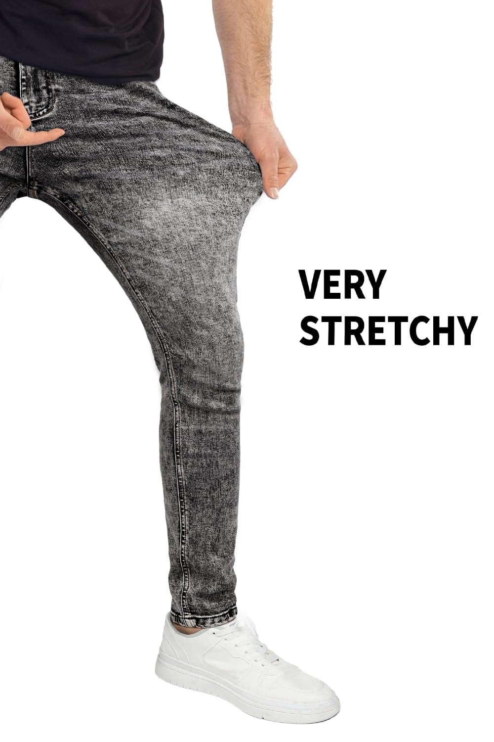 GINGTTO Mens Grey Jeans Slim Fit Stretch,Skinny Jeans Men Designer Casual Jeans for Men 32