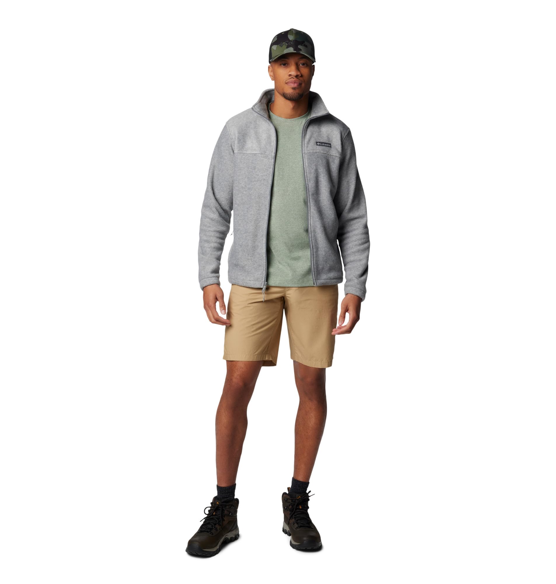 Columbia Men's Steens Mountain 2.0 Full Zip Fleece Jacket, Light Grey Heather, Large