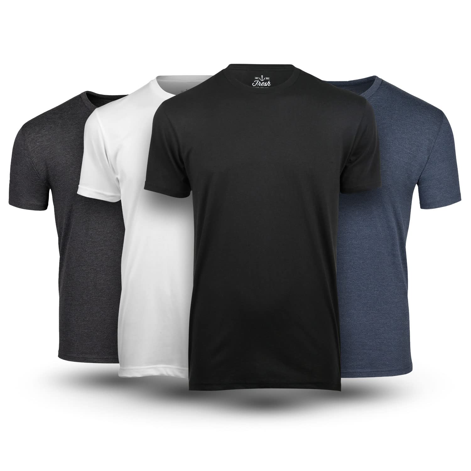 Fresh Clean Threads Men's T-Shirts 4-Pack Short Sleeve Crew Neck Premium Tees - Fitted Style, Soft Cotton-Poly Fabric, Tag-Free Comfort