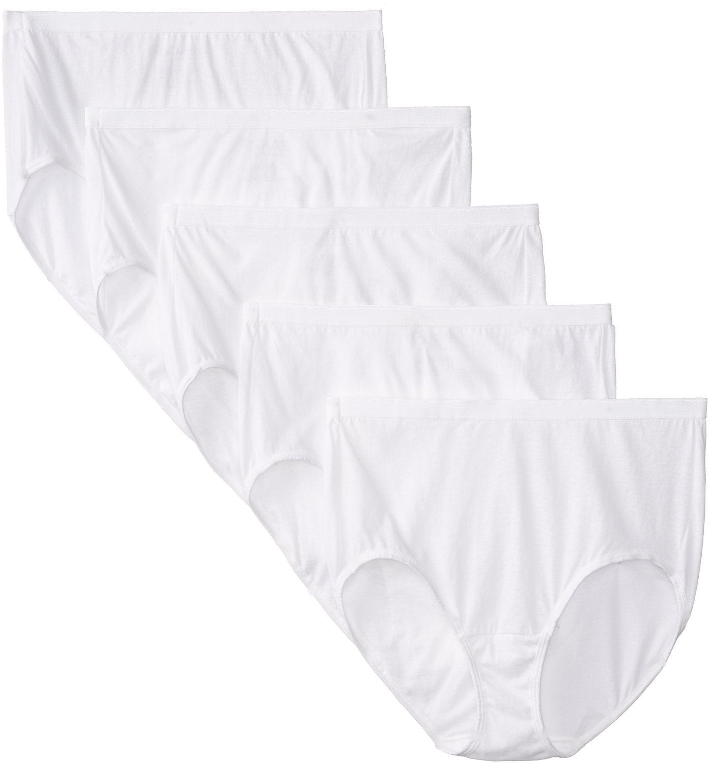 Fruit of the Loom Women_s Plus Size Fit For Me 5Pack Original Cotton Brief Panties White 12
