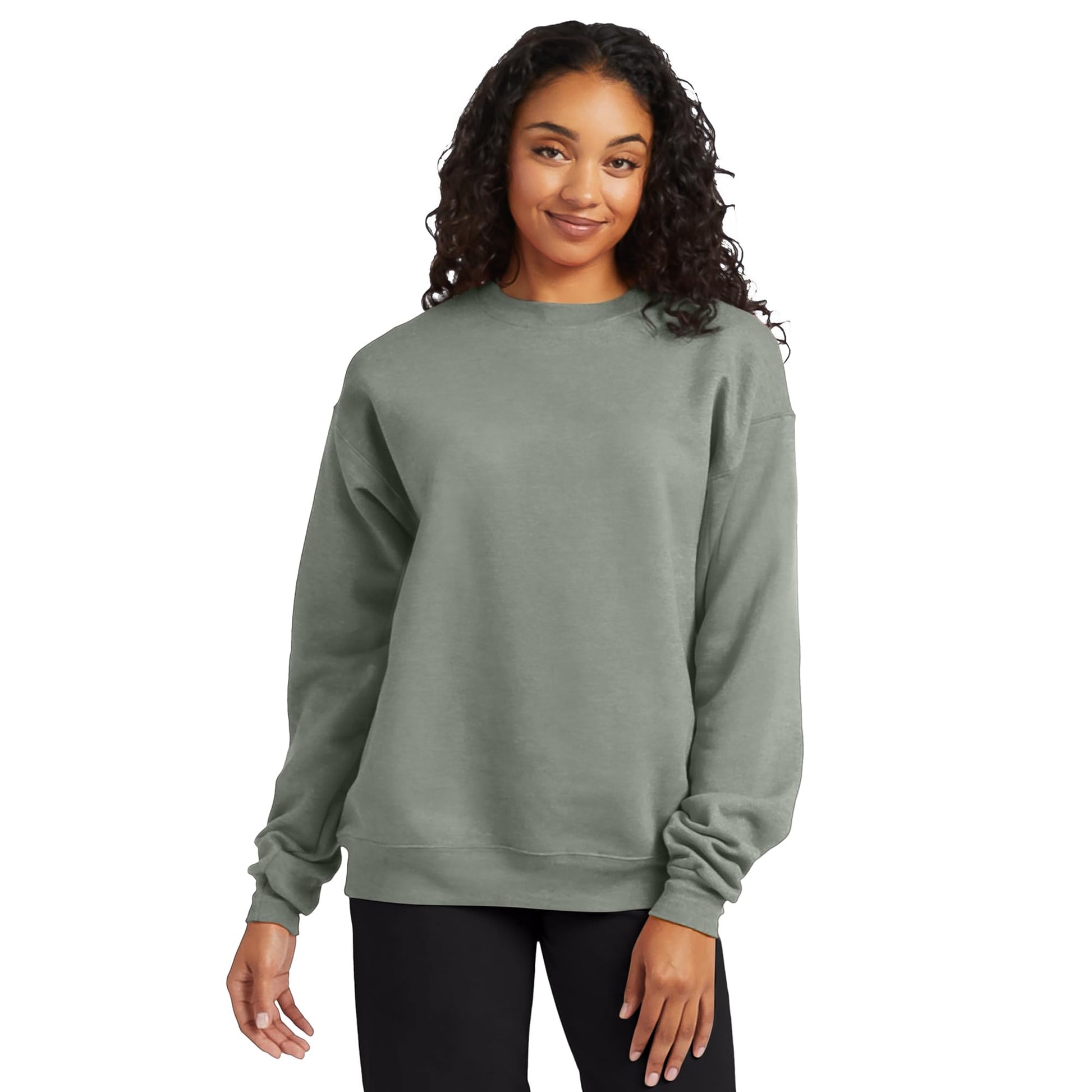 Hanes Men's EcoSmart Sweatshirt, stonewashed green, Medium