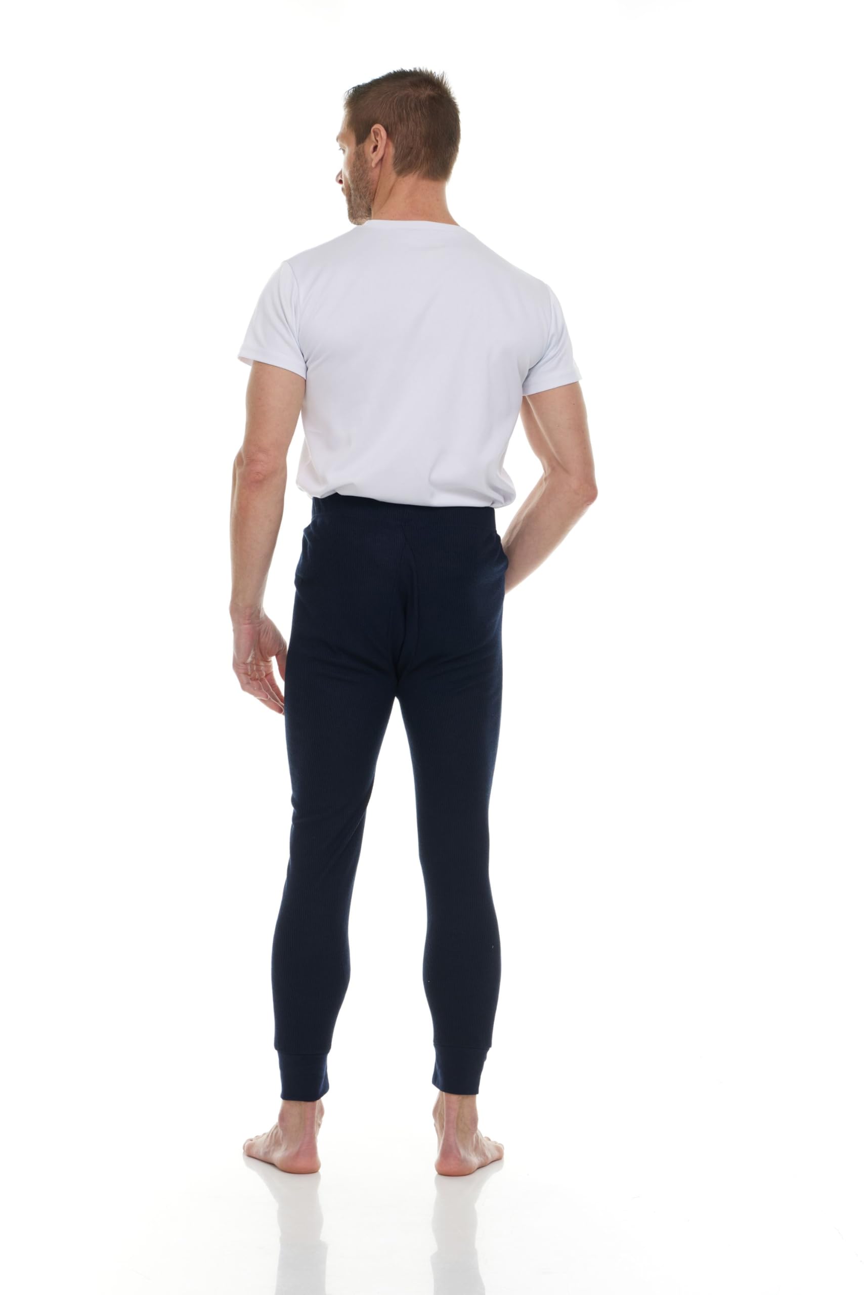 24 Pack Thermal Pants for Men, Long Johns Mens Underwear Bulk Wholesale, Cotton, Solid Colors, Shelter Donations (Navy Blue)