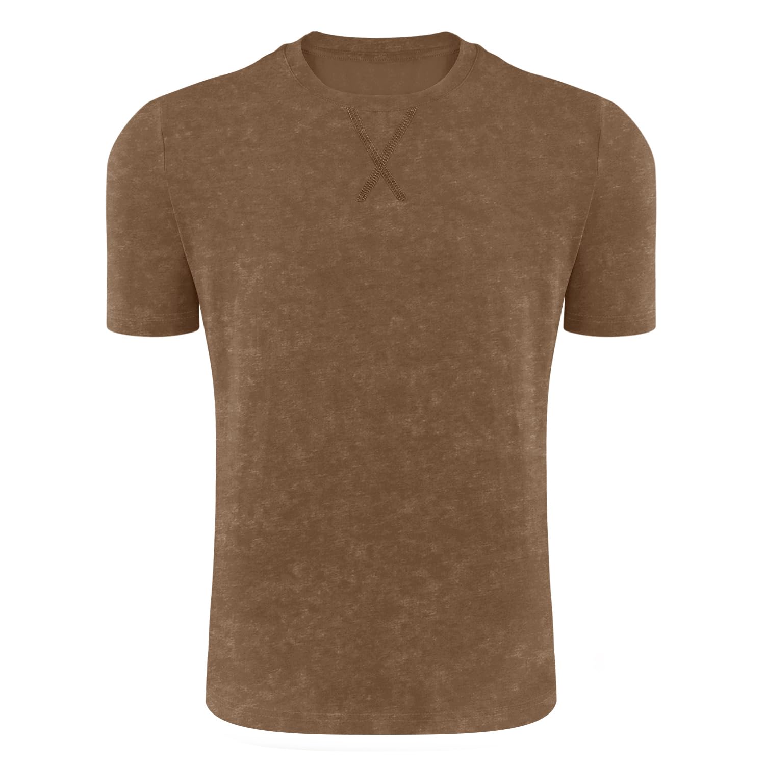 LOGEEYAR Men's Athletic Washed T-Shirts Basic Crew Neck Tees Tops Casual Distressed Cotton T Shirts for Men Coffee