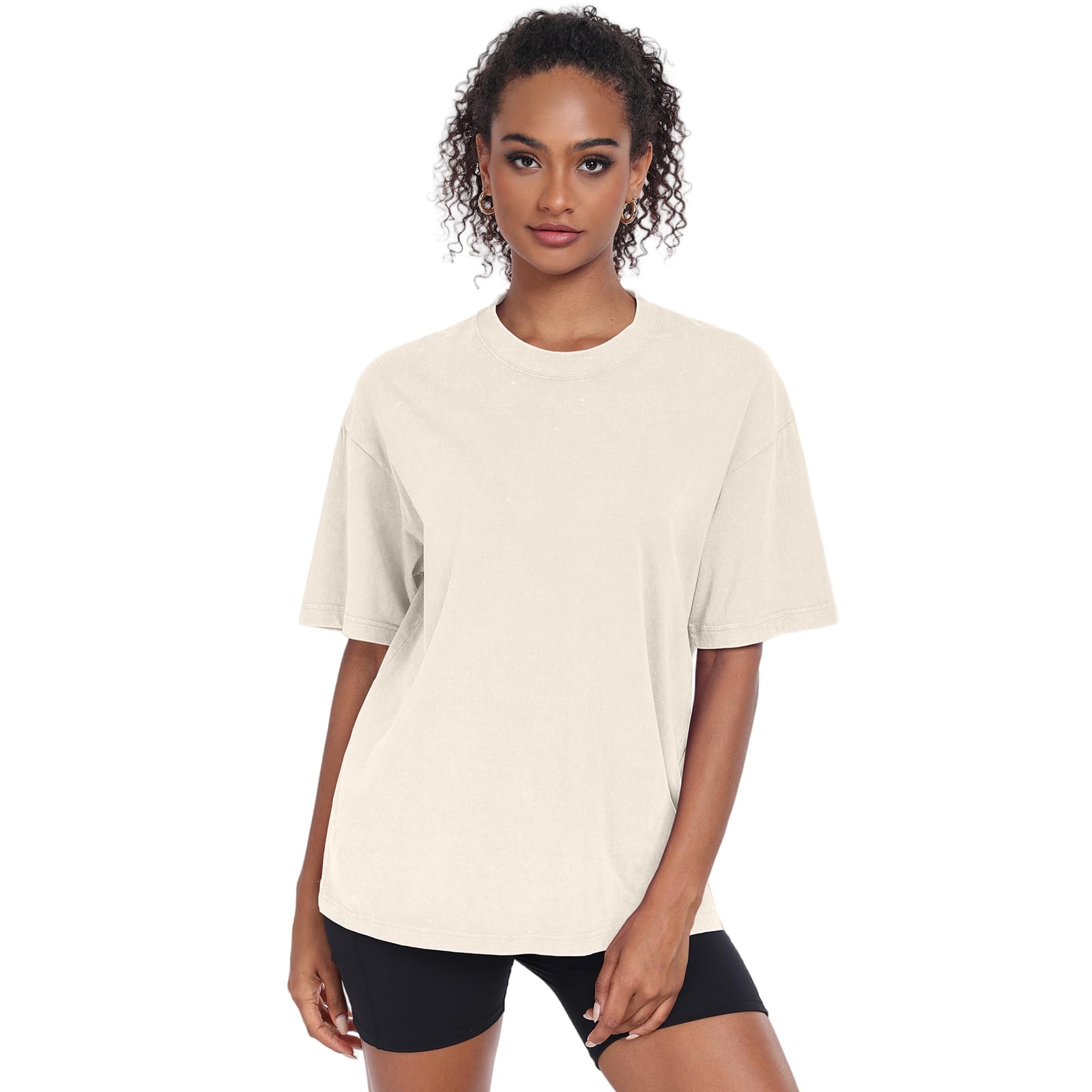 3 Pack Womens Washed Vintage Oversized T-Shirt Casual Baggy Streetwear Boyfriend Tee Workout Short Sleeve Cotton Tops(W-BGCFGY,m)