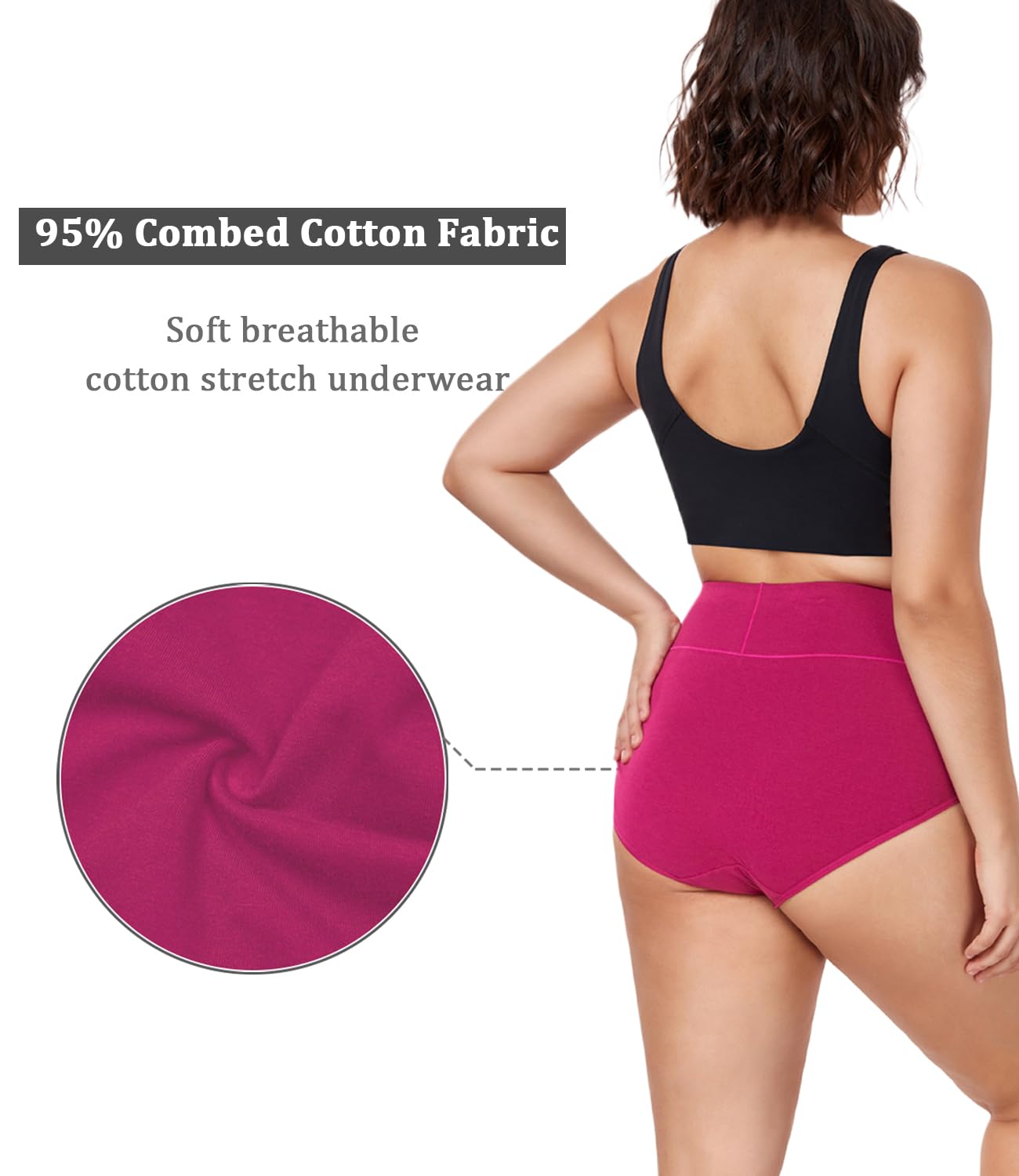 wirarpa Women's Cotton Underwear High Waist Briefs Ladies Soft Underpants 4 Pack Plus Size Panties Multicolored Small