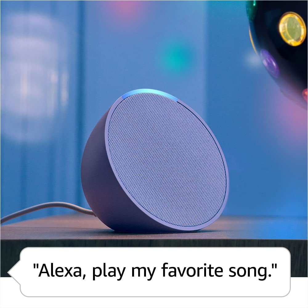Amazon Echo Pop (newest model), Our smallest Alexa speaker, Fits in any room, Lavender Bloom