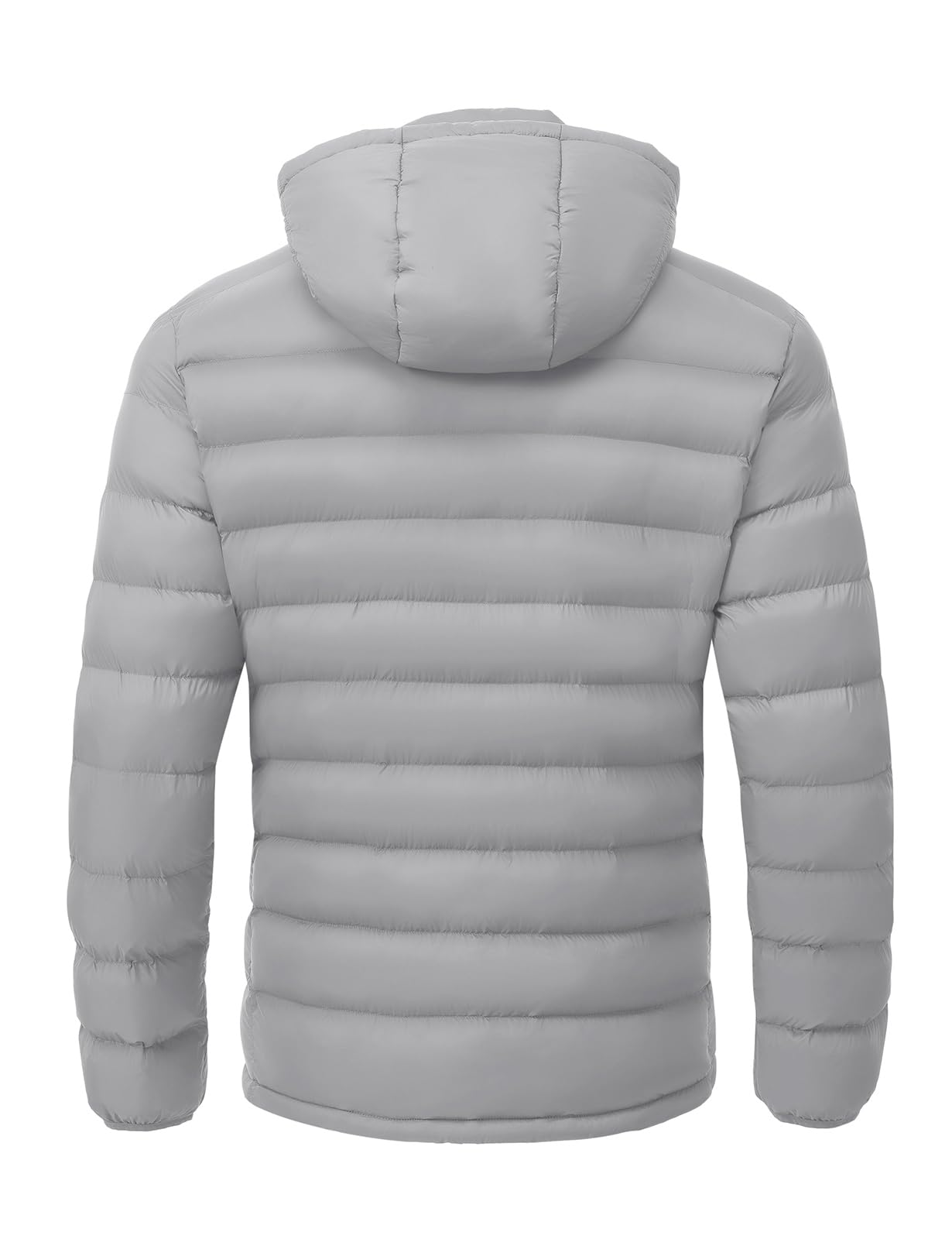 TBMPOY Men's Lightweight Puffer Down Jackets Detachable Hood Water-Resistant Winter Coat Hooded Insulated for Travel Ski Light Grey L