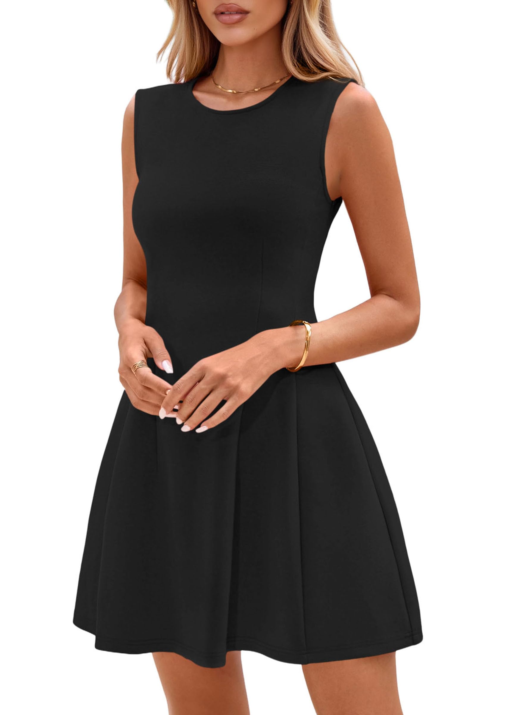 PRETTYGARDEN Summer Dresses for Women 2025 Elegant Classy A Line Business Casual Work Graduation Cocktail Short Dress (Black,Medium)