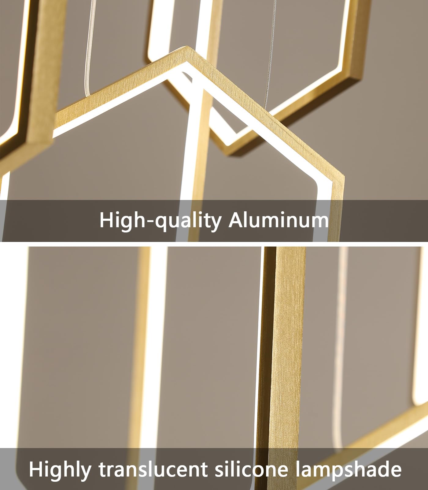 dolria 6-Rings Chandelier Modern, Gold Contemporary LED Light for Living Room Entrance, Dimmable Flush Mount High Ceiling Chandeliers with Remote Control for Villa Foyer