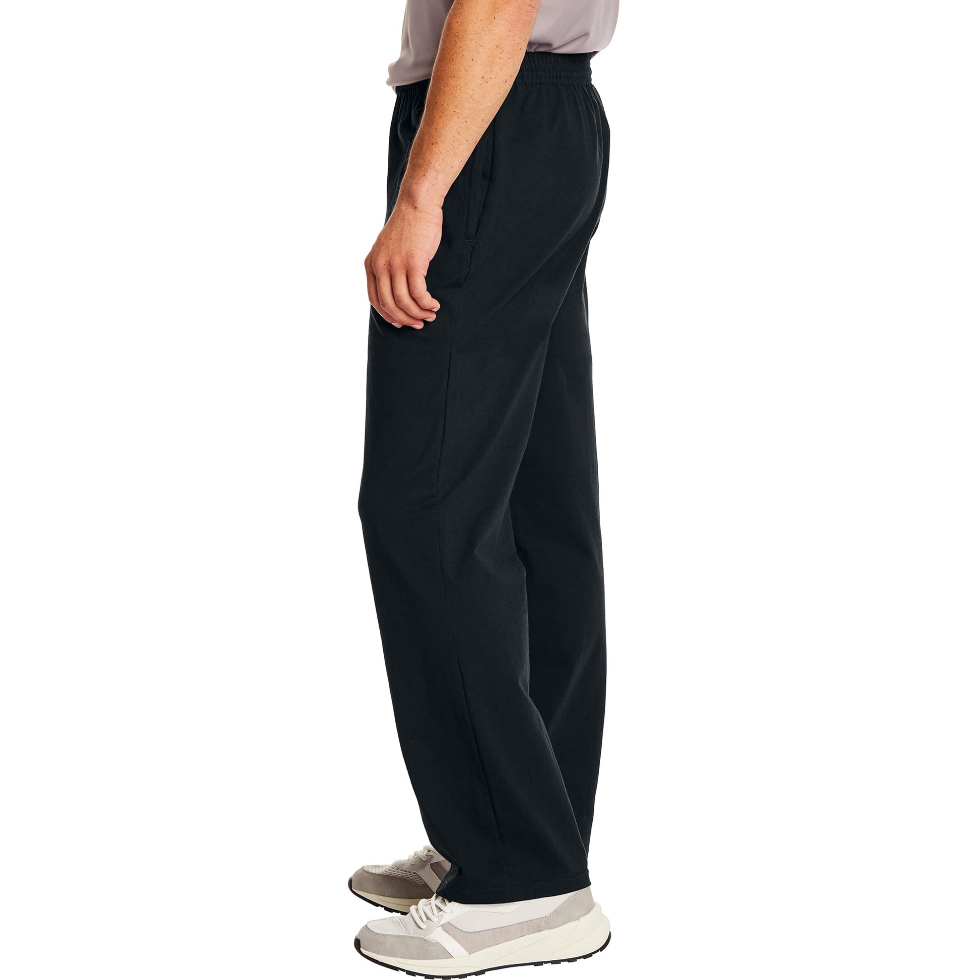 Hanes Essentials Sweatpants, Men’s Cotton Jersey Pants with Pockets, 33”, Black, 3X Large