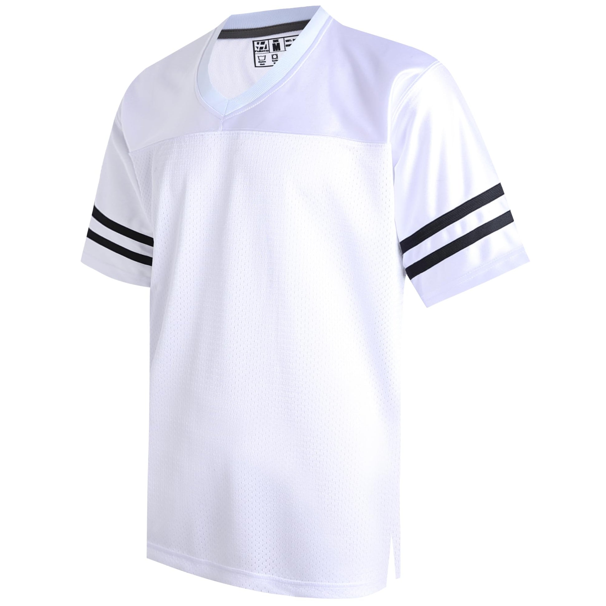 Pullonsy Plain White Football Jerseys for Men Adult Unisex 90s 00s 10s Hip Hop Cool Shirts Workout Fitness Clothing Training Tops Black Stripe-White Jersey,Men Size X-Large