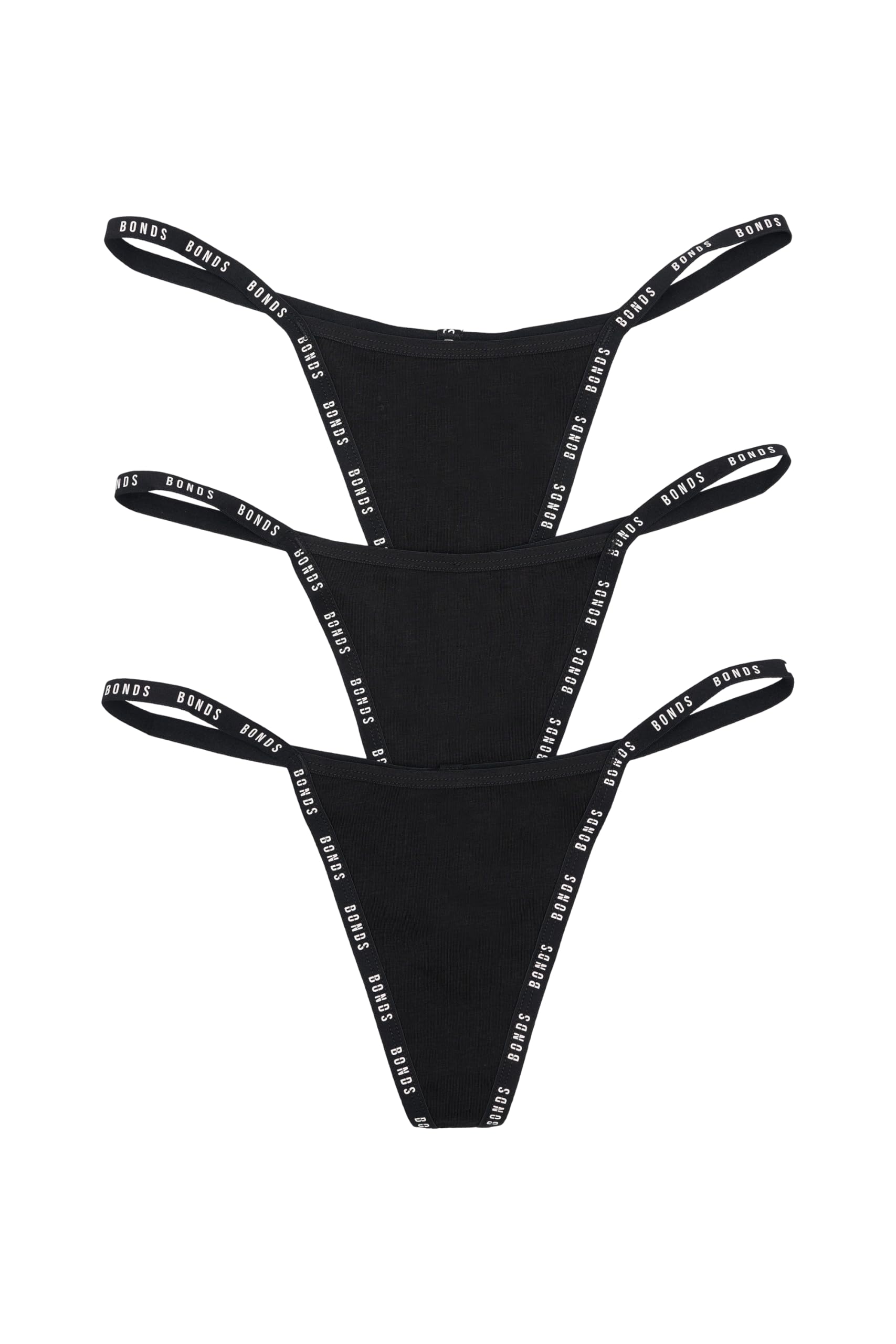 Bonds Women's G-String Icons String Thong Underwear in Cotton-rich Blend For Women, 3-Pack Black