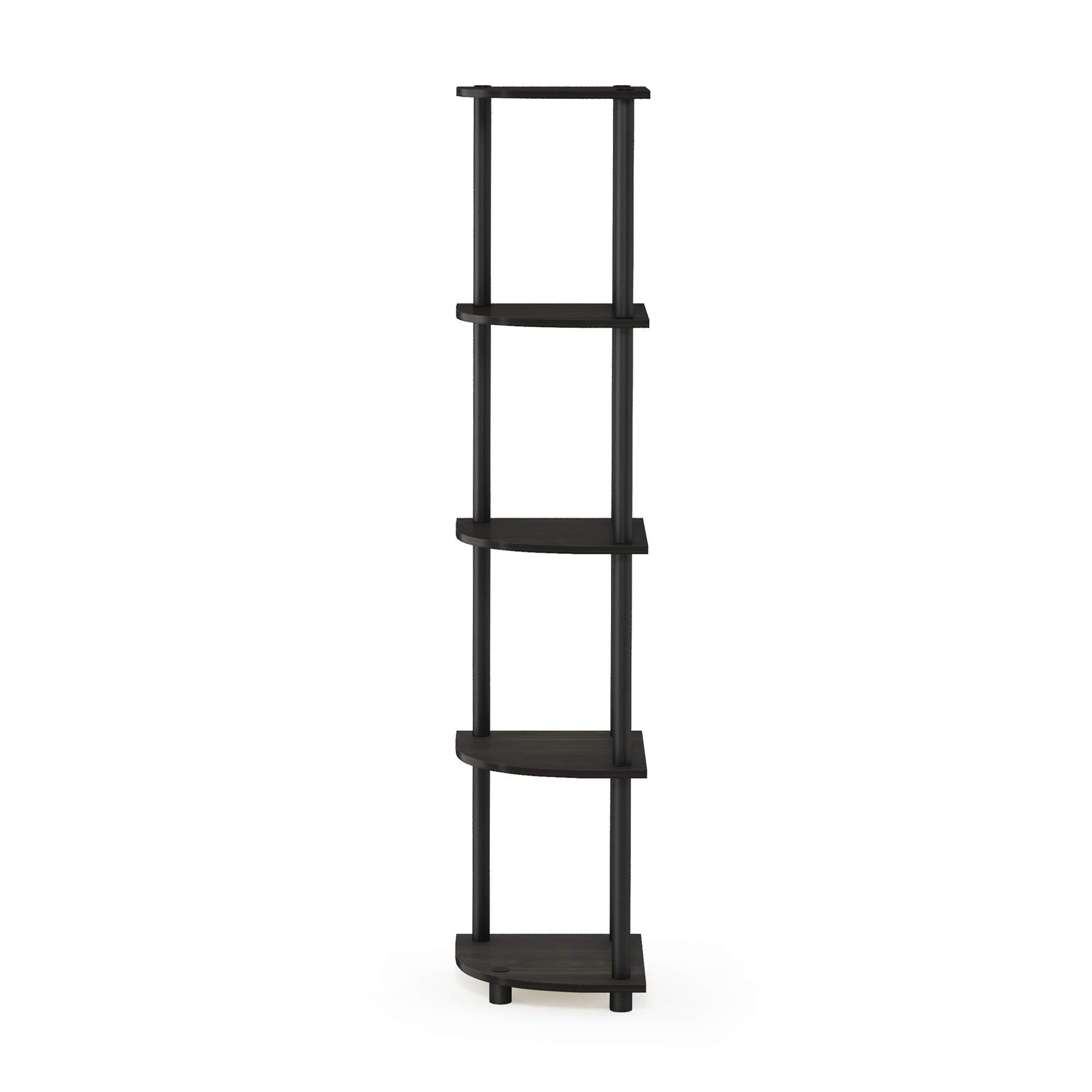 Furinno Turn-N-Tube 5 Tier Corner Display Rack Multipurpose Shelving Unit, 1-Pack, Espresso/Black