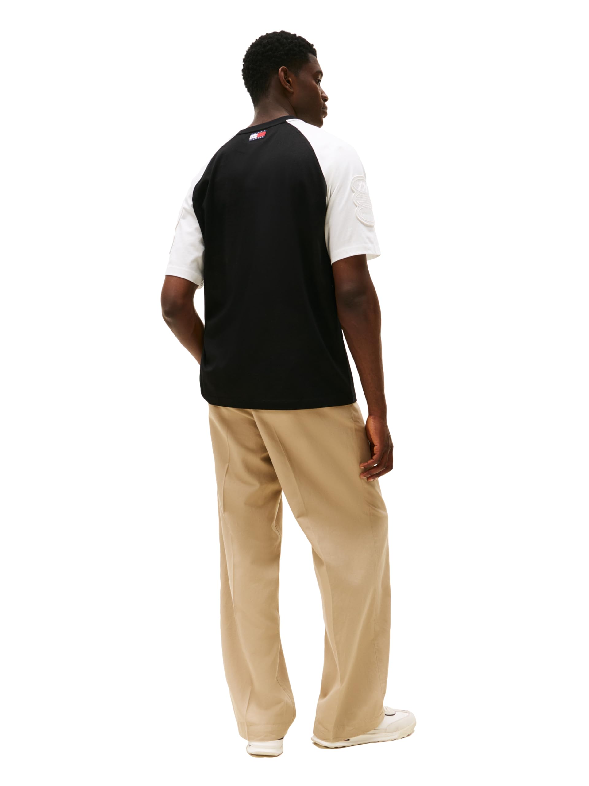 Tommy Hilfiger Mens F1 Grapic Ringer T-Shirt, Black/Ecru Large