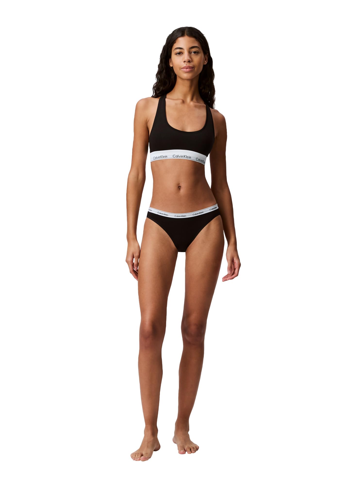 Calvin Klein Women's Polyester & Elastane Non-Wired and Non-paded Bralette Bra (29639810003_Black_Medium)