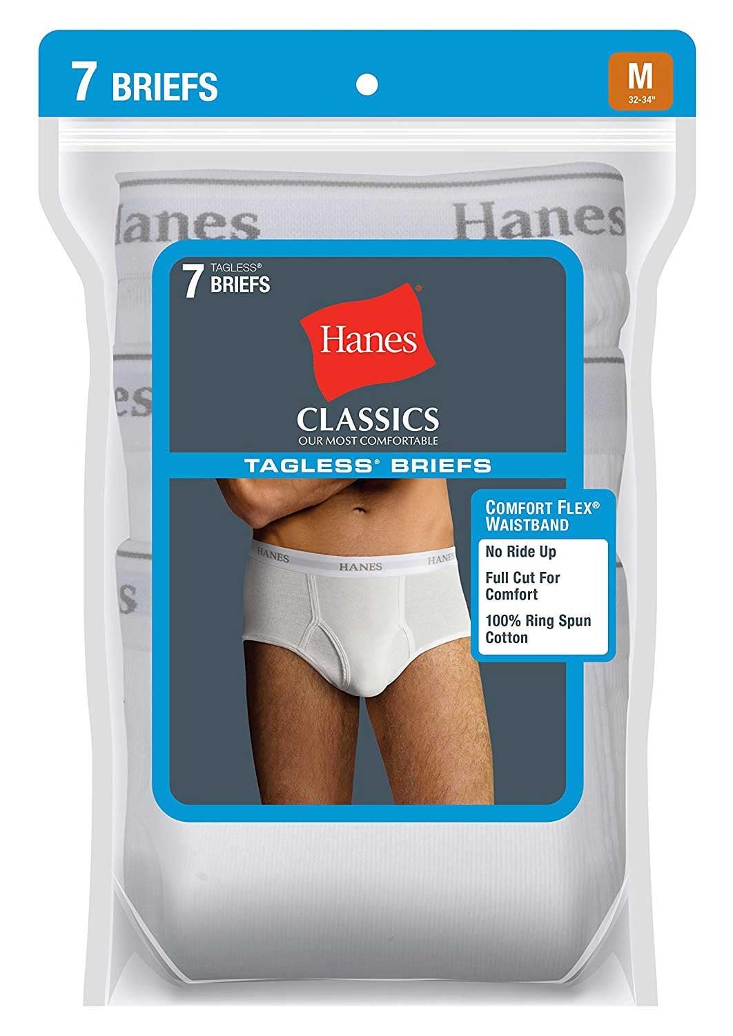 Hanes Ultimate mens Ultimate Tagless With Comfortflex Waistband - Multiple Packs and Colors briefs underwear, White 7 Pack, Large US
