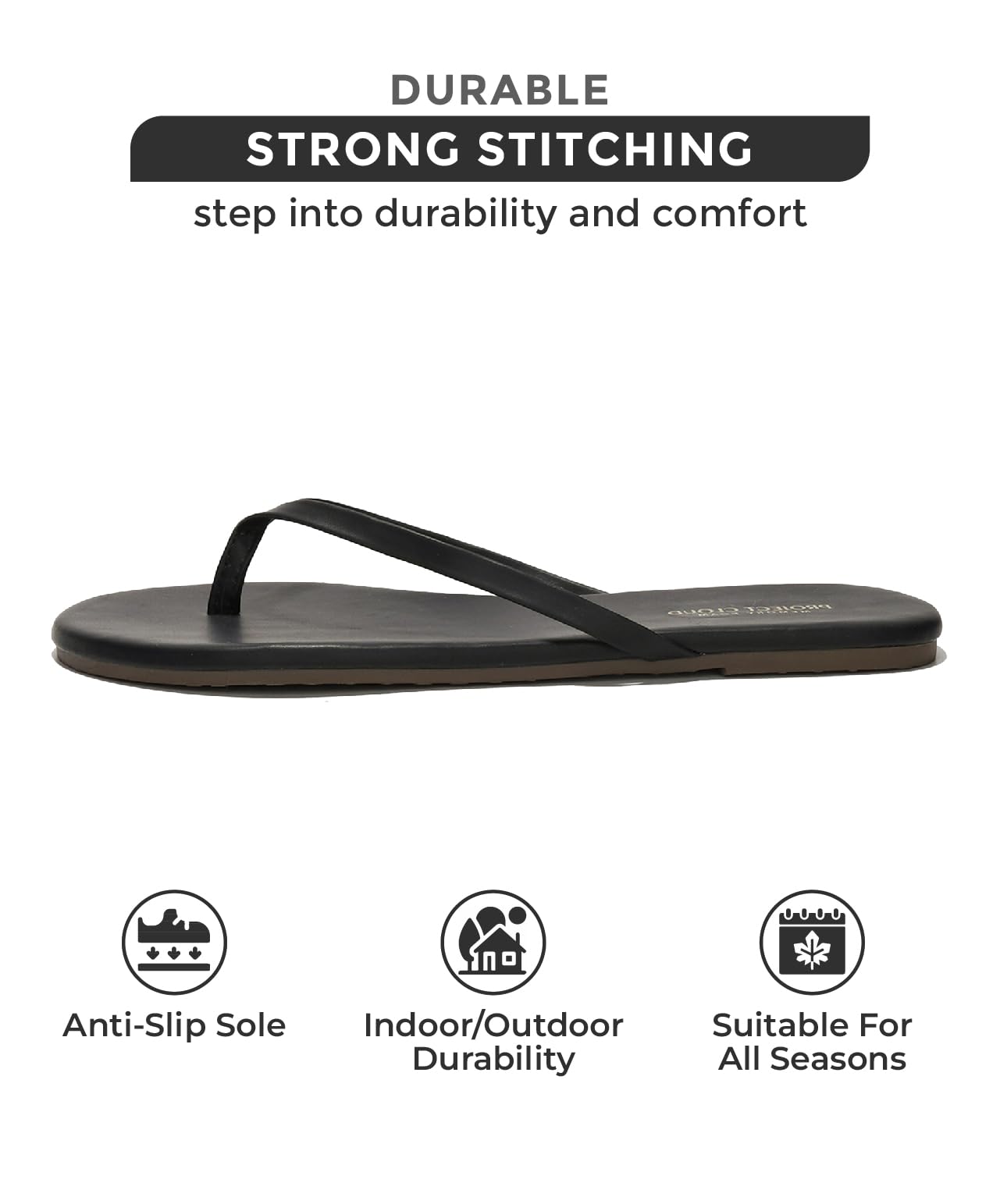 Project Cloud Flip Flops for Women - Memory Foam Flats Summer Sandals for Women 2025 - Vegan Leather Lightweight Womens Sandals Summer Beach Essentials Slides (Foundations, Black, 8)