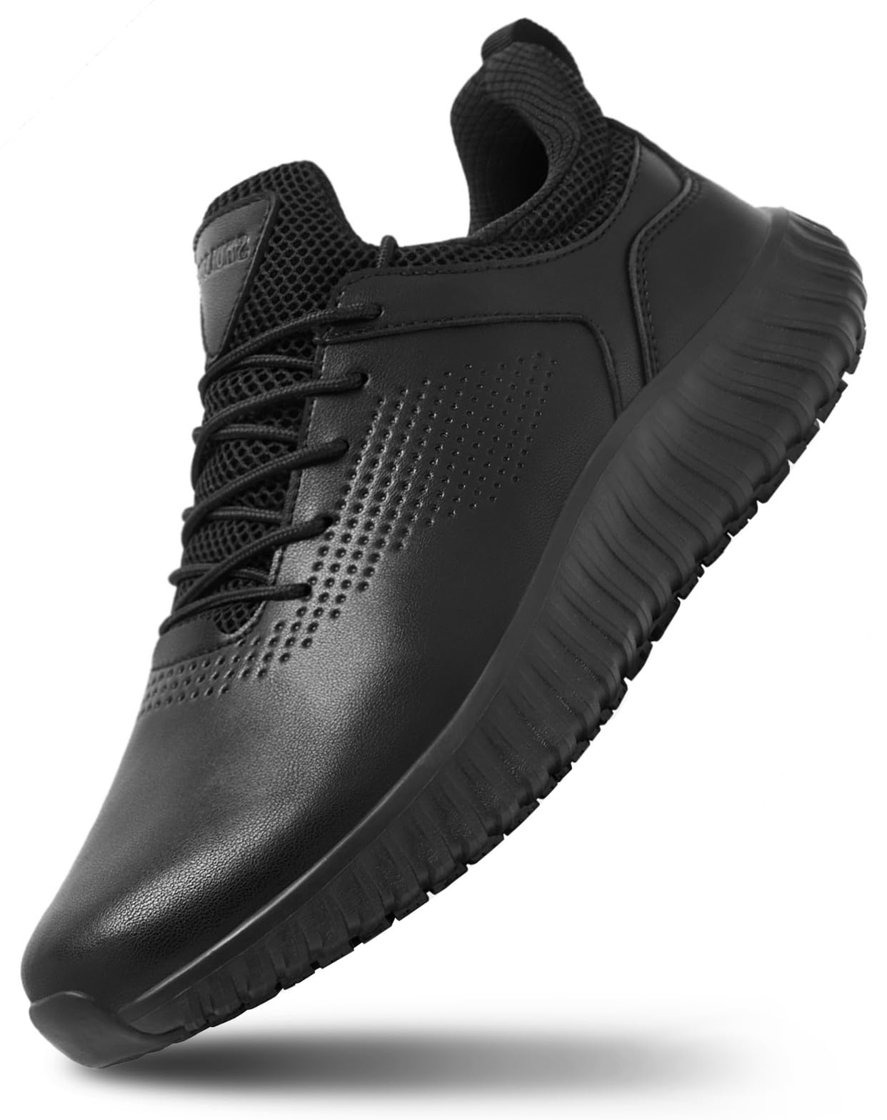 SHULOOK Men's Non Slip Work Shoes Slip On Sneakers Waterproof Food Service Kitchen Chef Restaurant Slip Resistant Walking Shoes Lightweight Comfortable Working Footwear Black Size 9.5