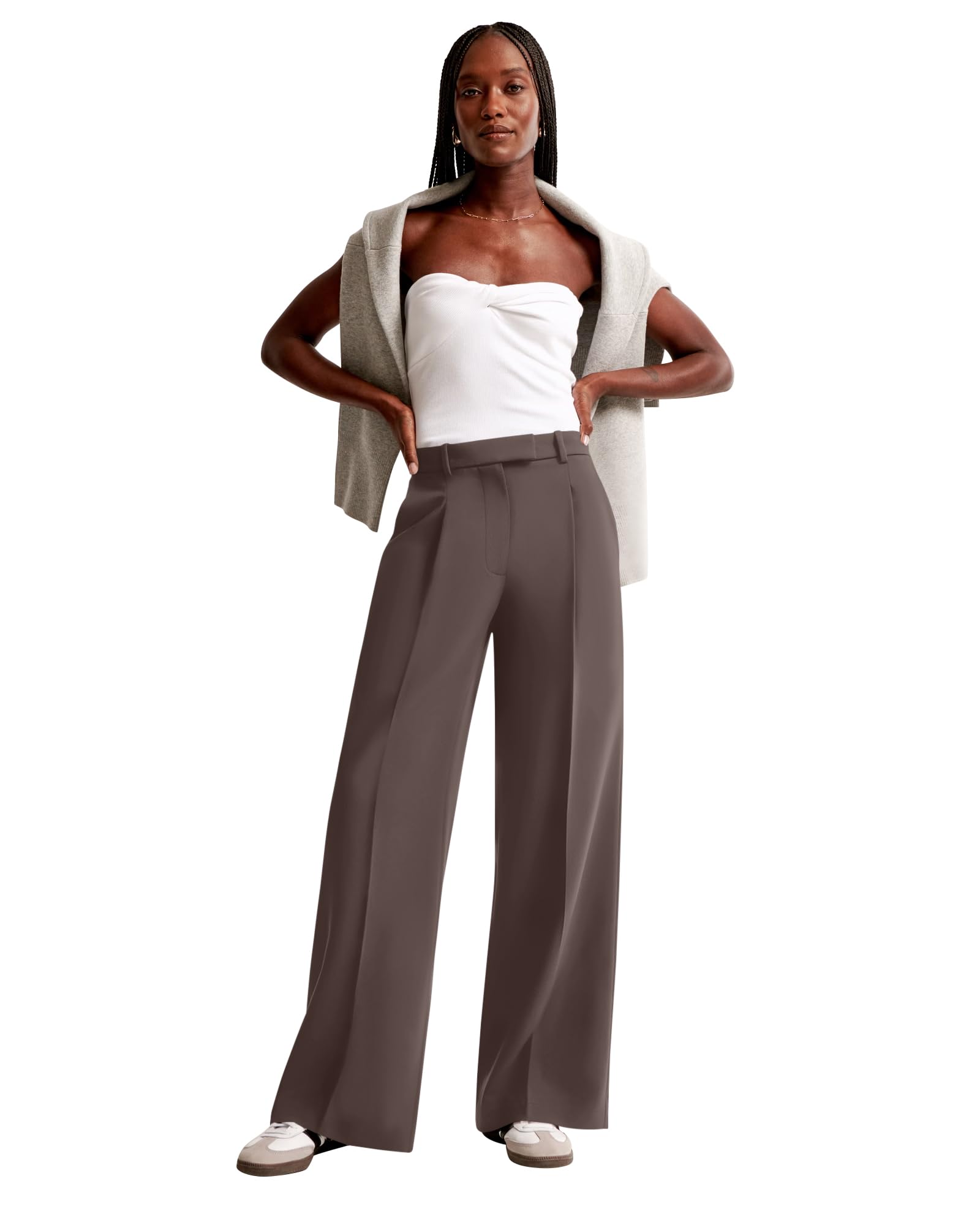 NIMIN Women Wide Leg Pants High Waisted Trendy Dressy Work Trousers Business Casual Pants 2025 Fashion Slacks Outfits with Pockets