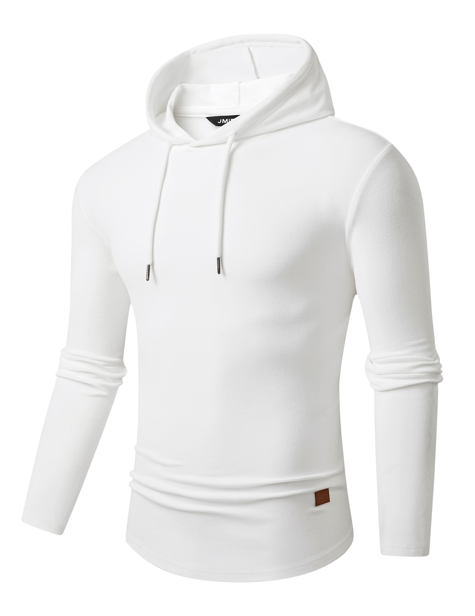 JMIERR Mens Hoodies Muscle Long Sleeve T Shirts Casual Early Fall Fashion Gym Workout Athletic Longline Hooded Sweatshirt Pullover Fleece Jackets, US46(XL), White