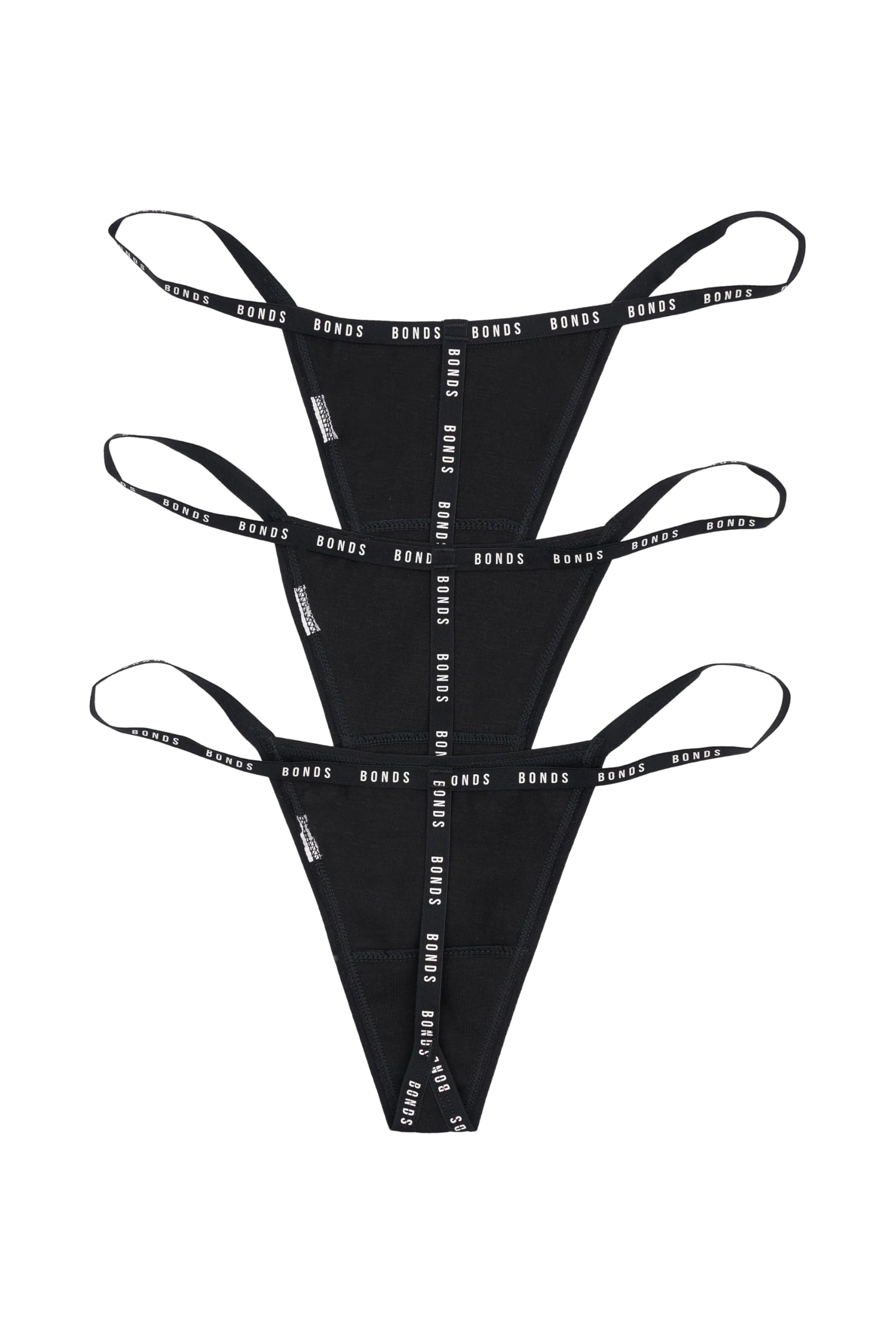 Bonds Women's G-String Icons String Thong Underwear in Cotton-rich Blend For Women, 3-Pack Black
