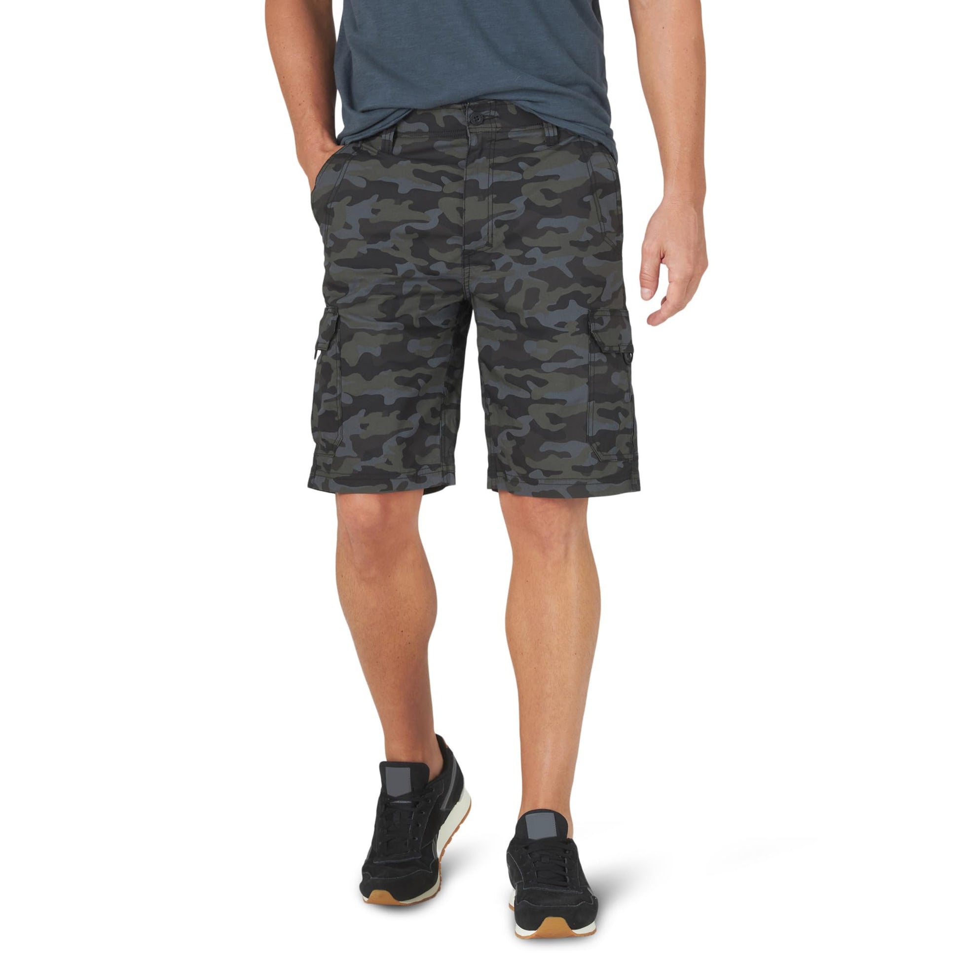 Lee Men's Extreme Motion Crossroad Cargo Short, Black Camo, 34
