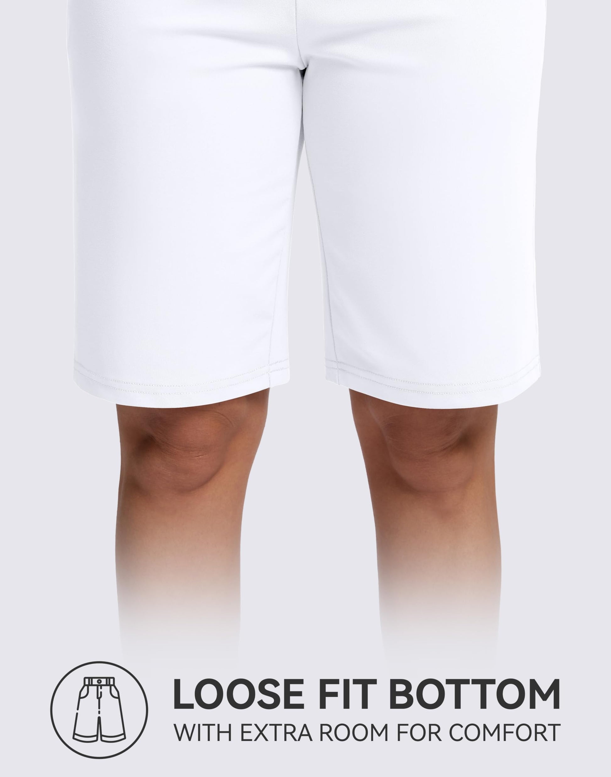 G Gradual Bermuda Shorts for Women with Pockets 10" Knee Length Womens High Waisted Long Shorts for Walking Athletic Workout(White,S)