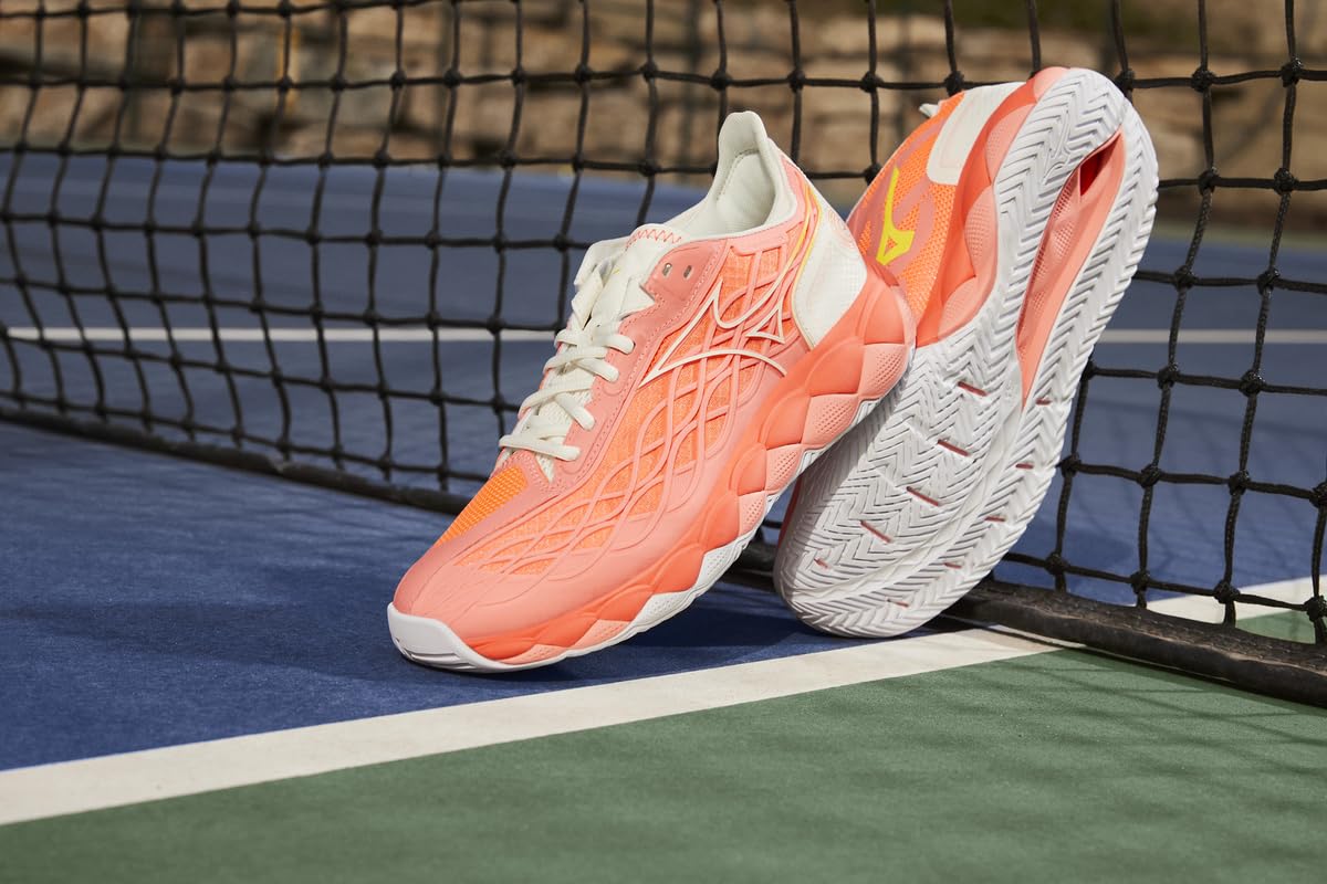 Mizuno Wave Enforce Tour AC Women Tennis Shoe, Candy Coral-Snow White, 11