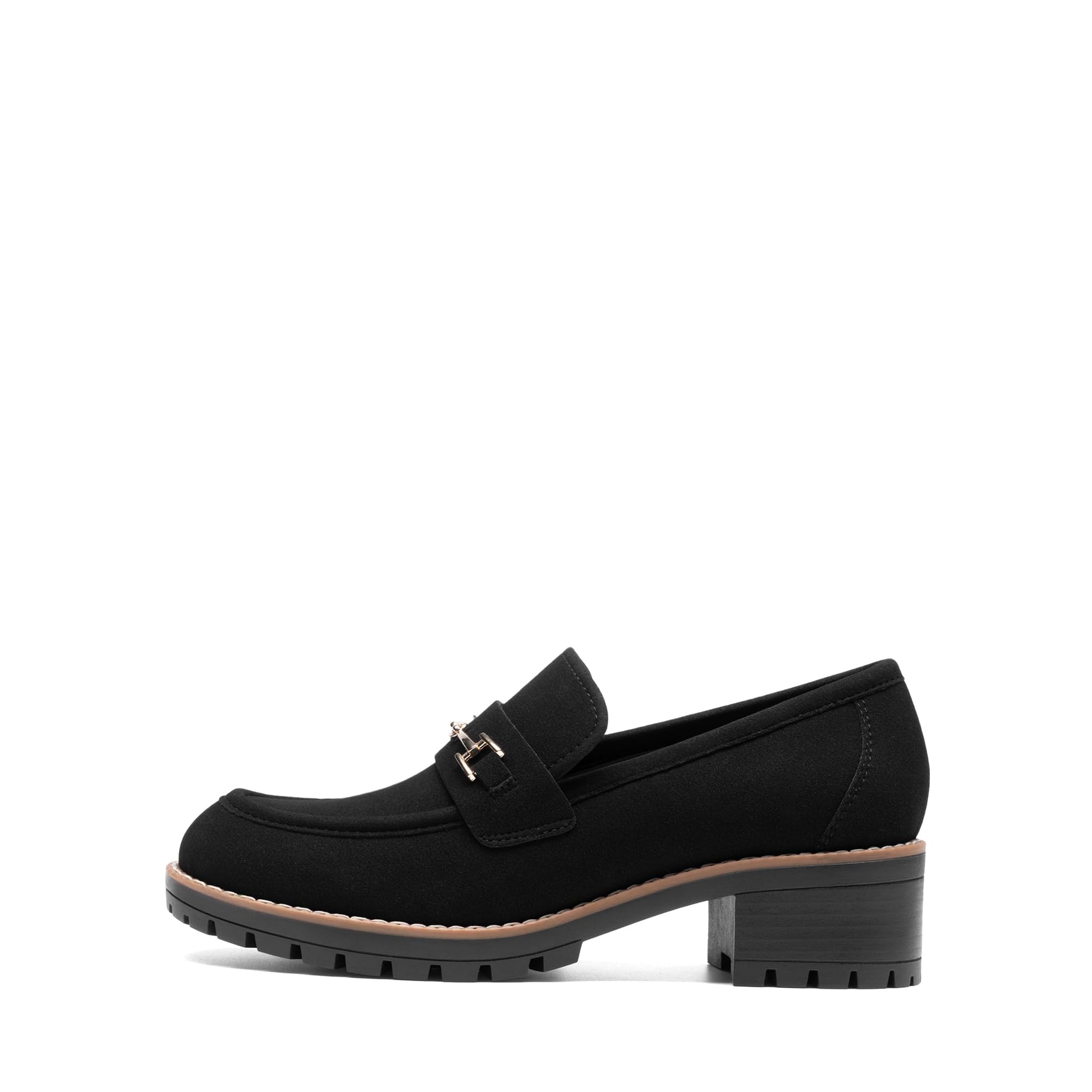 DREAM PAIRS Women's Chunky Loafers, Platform Comfortable Slip-On Dressy Business Casual Shoes,Size 6,All Black,SDLS2410W