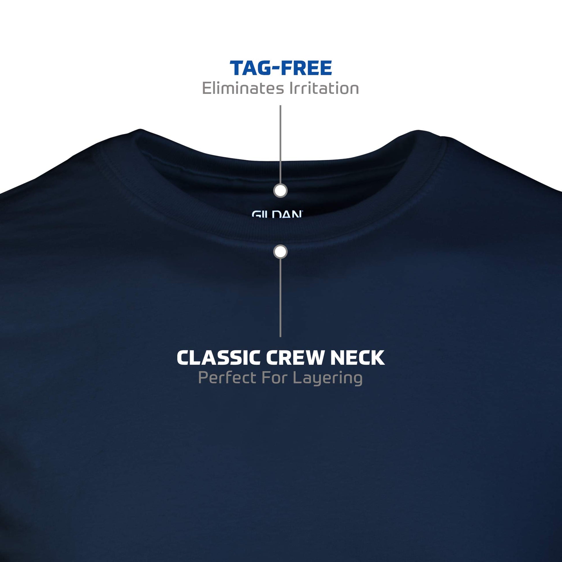 Gildan Men's Crew T-Shirts, Multipack, Style G1100, Navy/Heather Navy/Indigo Blue (5-Pack), 2X-Large