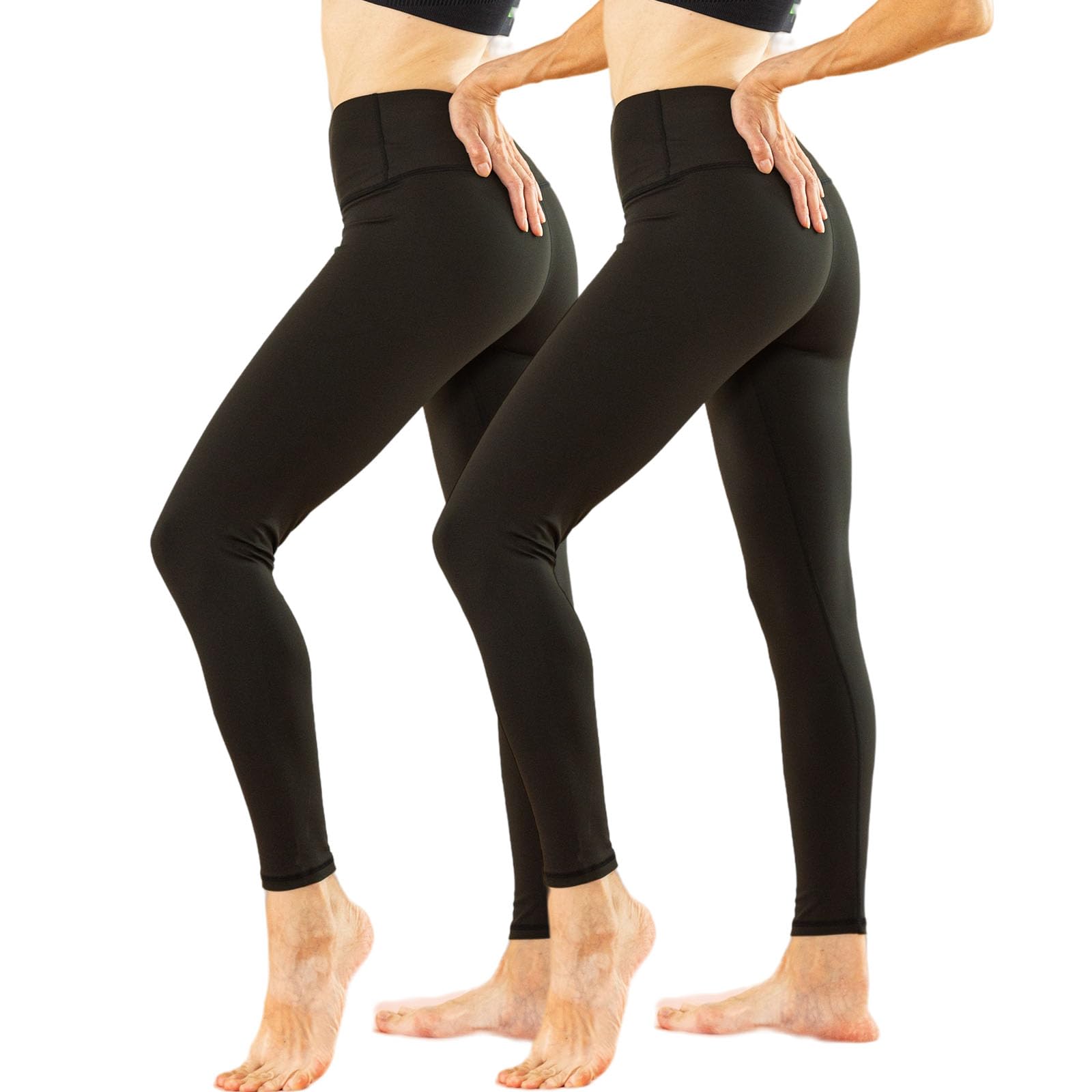 TRIUNION 2 Pack High Waisted Leggings for Women No See-Through Tummy Control Yoga Leggings for Women Workout Running Leggings,Black,X-Large