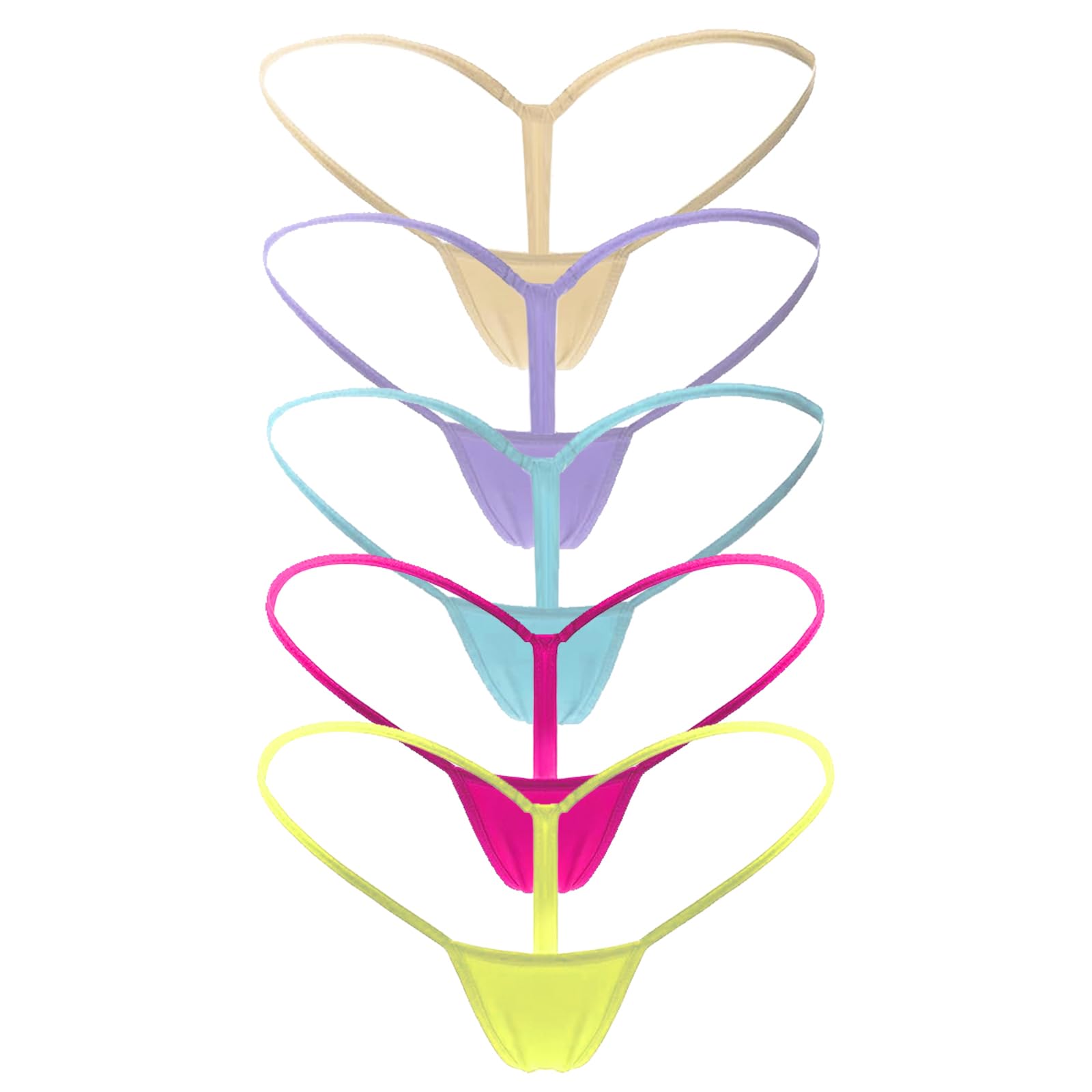 Mbotnee Women's G-Strings Micro Thongs Tiny Panties Underwear (US, Alpha, X-Large, Regular, Regular, 5-packs Multicolors 2)