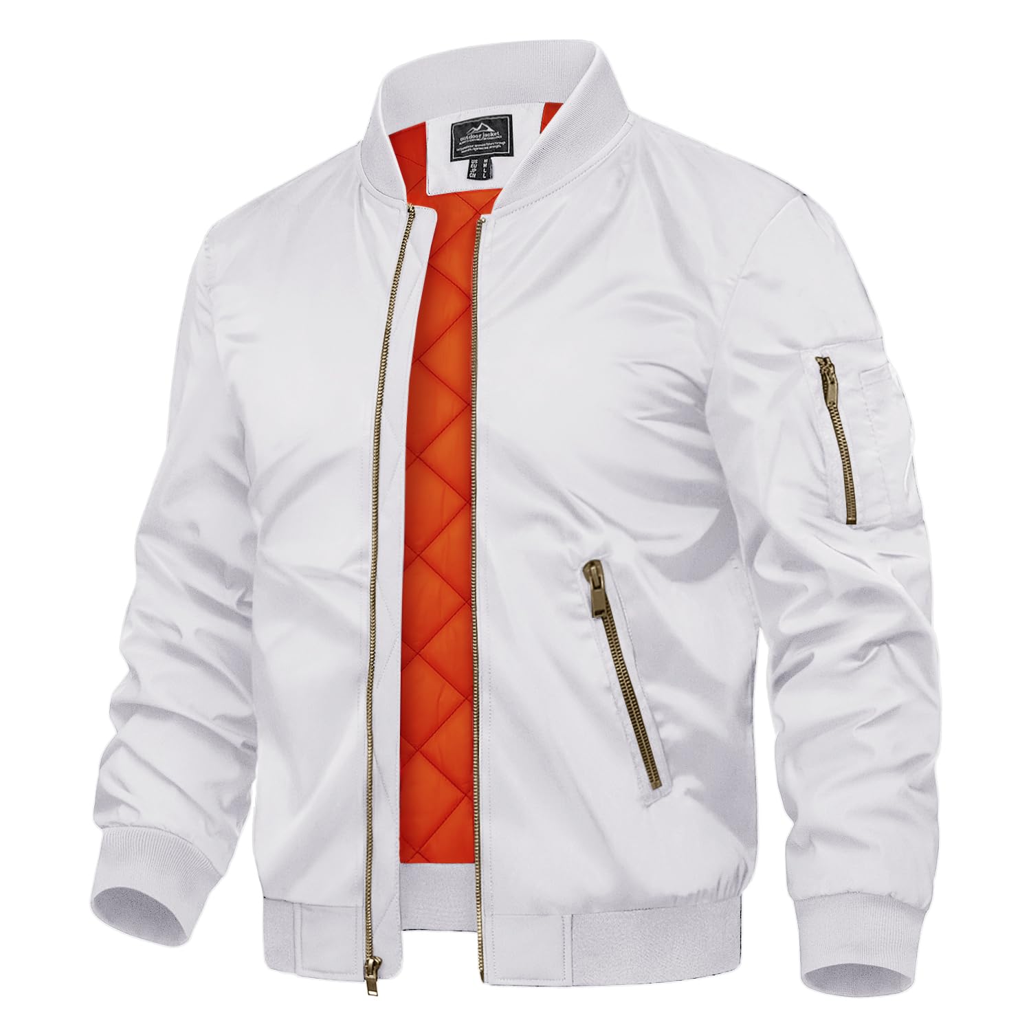 TACVASEN Men's Jackets Full Zip Up Winter Warm Fleece Liner Work Coats Outwear White, XL