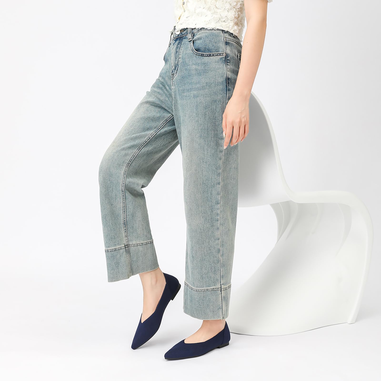 Semwiss Women's Ballet Flats Comfortable Casual Dressy Shoes Work Office Shoes Pointed Toe Flats Navy Size 6