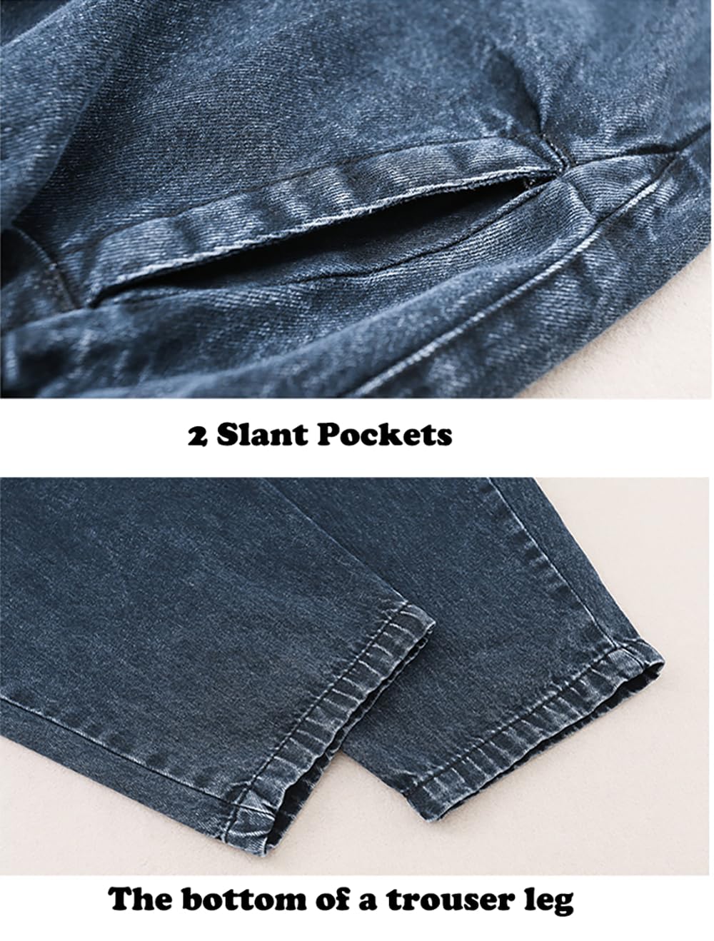FTCayanz Women's Baggy Jeans Pull On Denim Joggers Elastic Waist Casual Harem Pants with Pockets Jean Blue