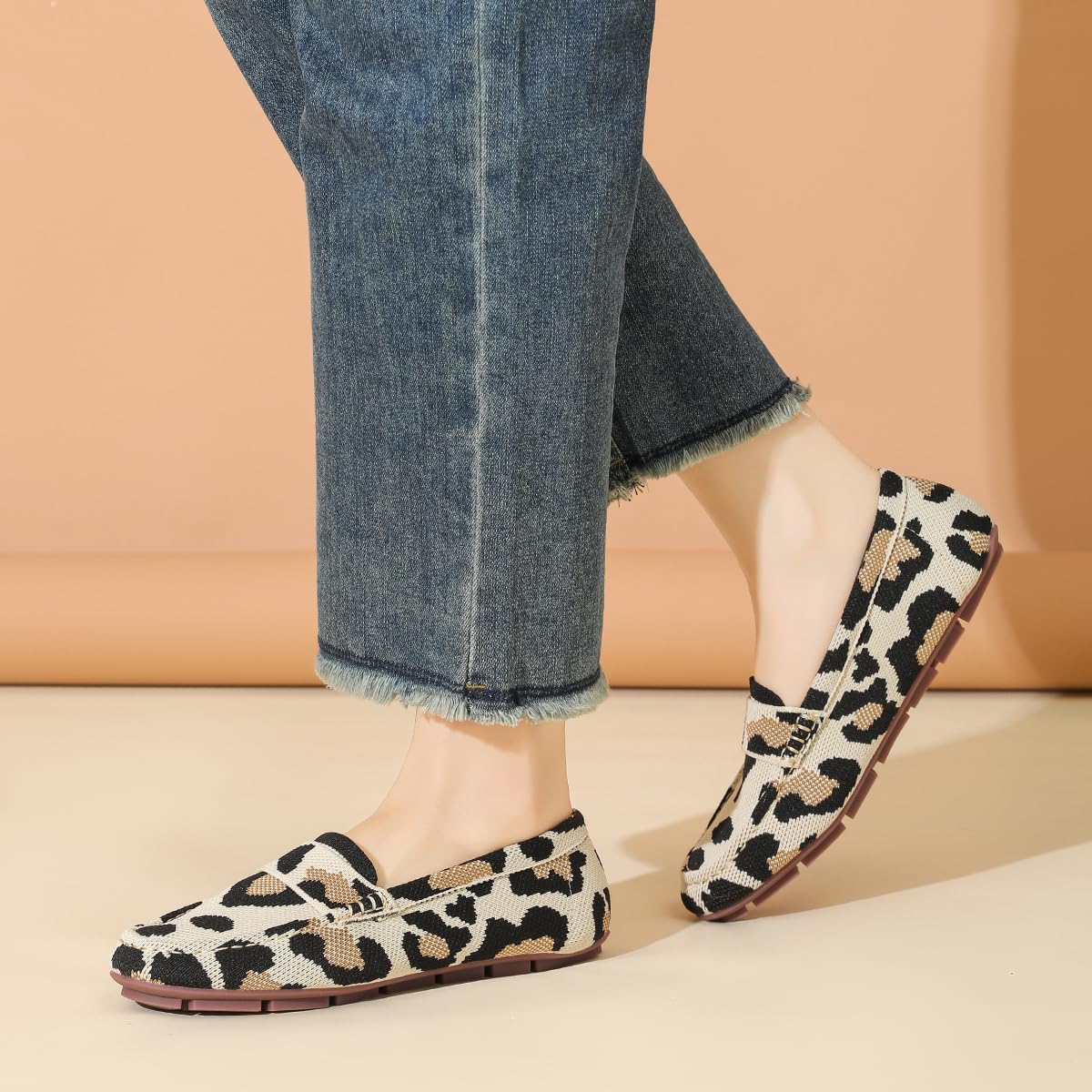 Loafer Shoes for Women Comfortable Casual Women's Loafer Shoes Flat Shoes-Leopard Print-6.5