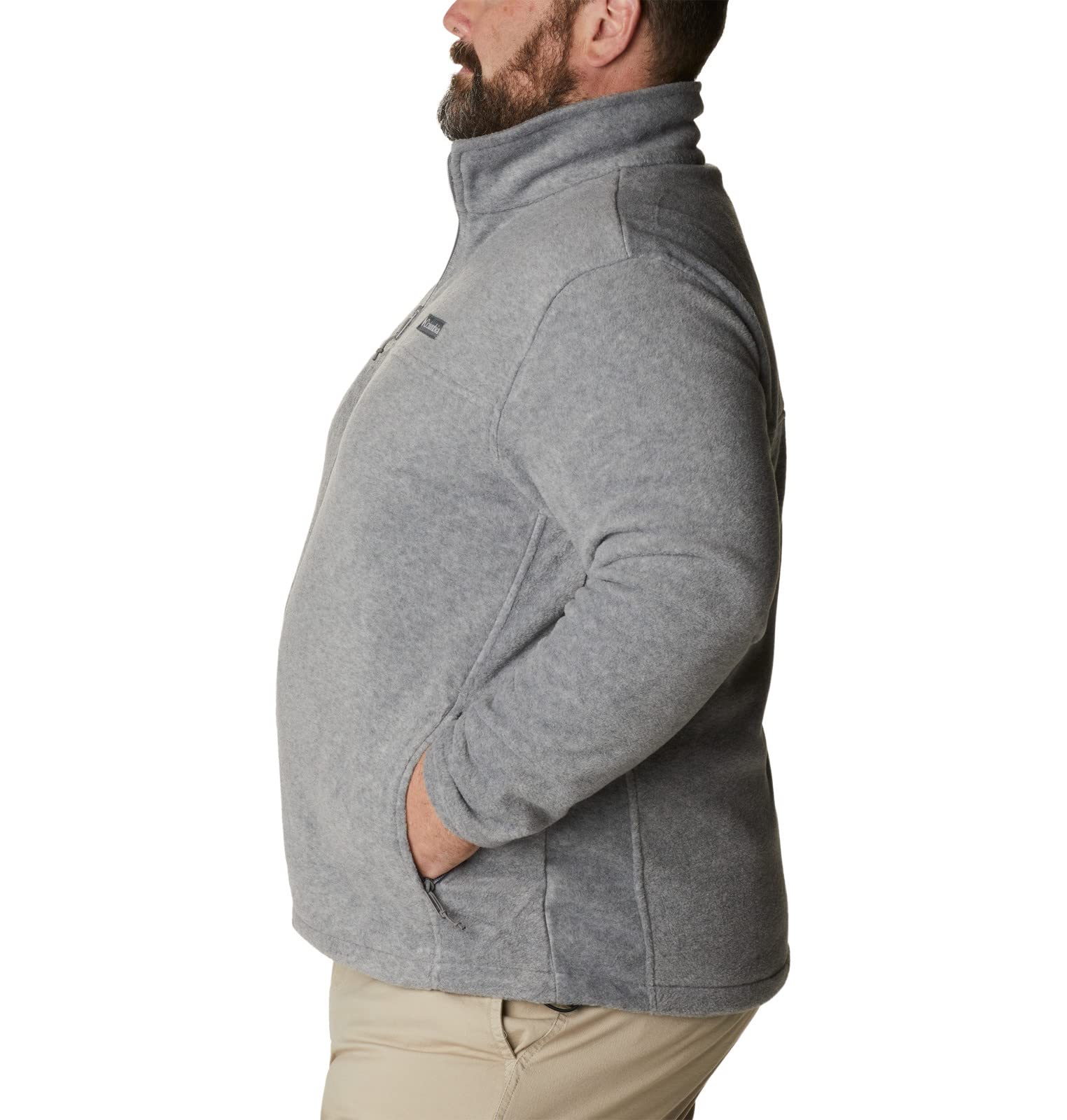 Columbia Men's Steens Mountain 2.0 Full Zip Fleece Jacket, Light Grey Heather, Large