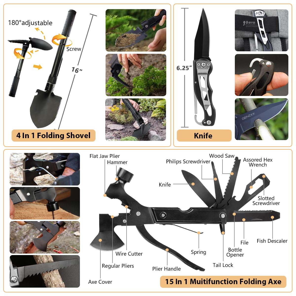 Survival Kit, 250Pcs Survival Gear First Aid Kit with Molle System Compatible Bag and Emergency Tent, Emergency Kit for Earthquake, Outdoor Adventure, Hiking, Hunting, Gifts for Men Women