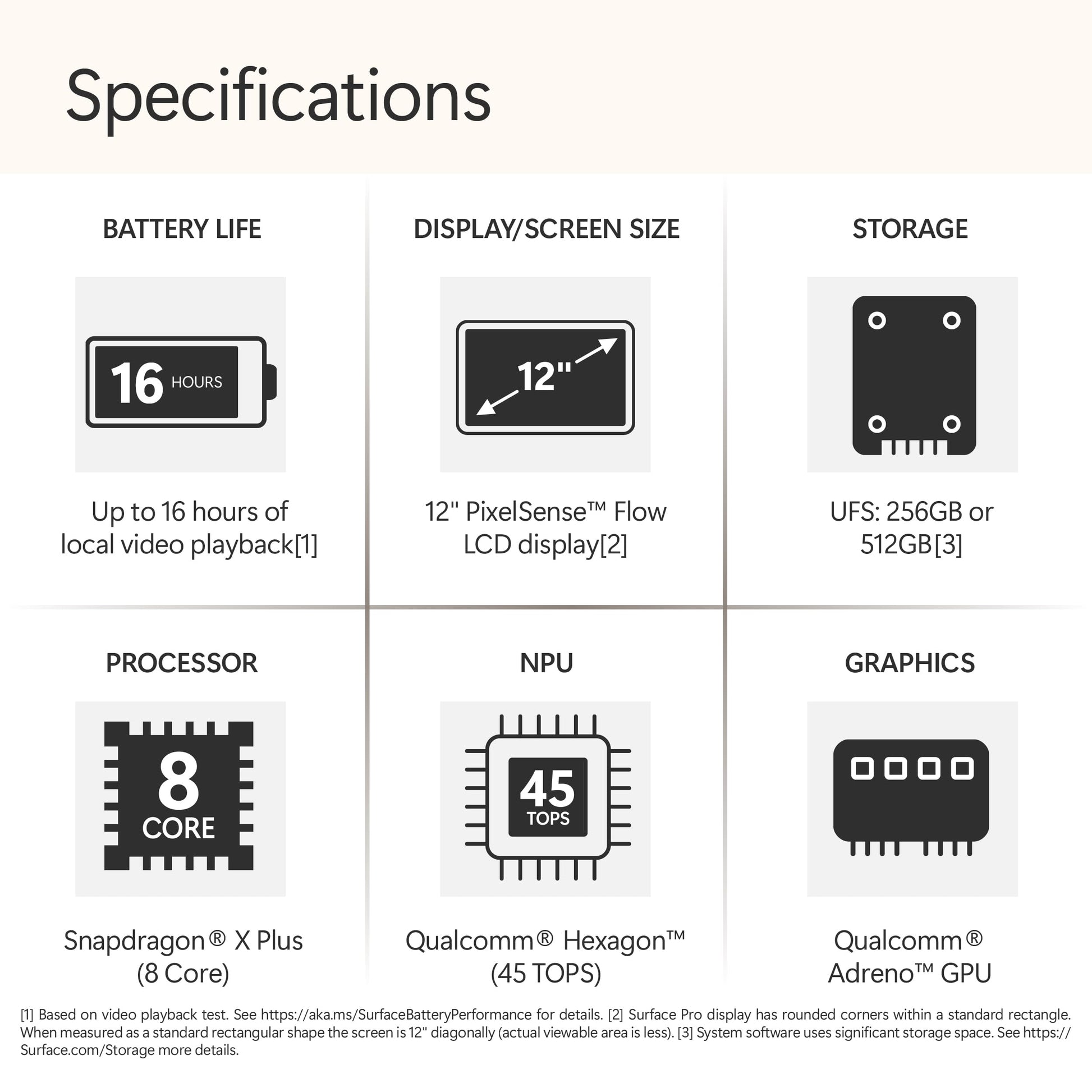 Microsoft Surface Pro 2-in-1 Laptop/Tablet (2025), Windows 11 Copilot+ PC, 12" Touchscreen Display, Snapdragon X Plus (8 Core), 16GB RAM, 256GB Storage, Platinum