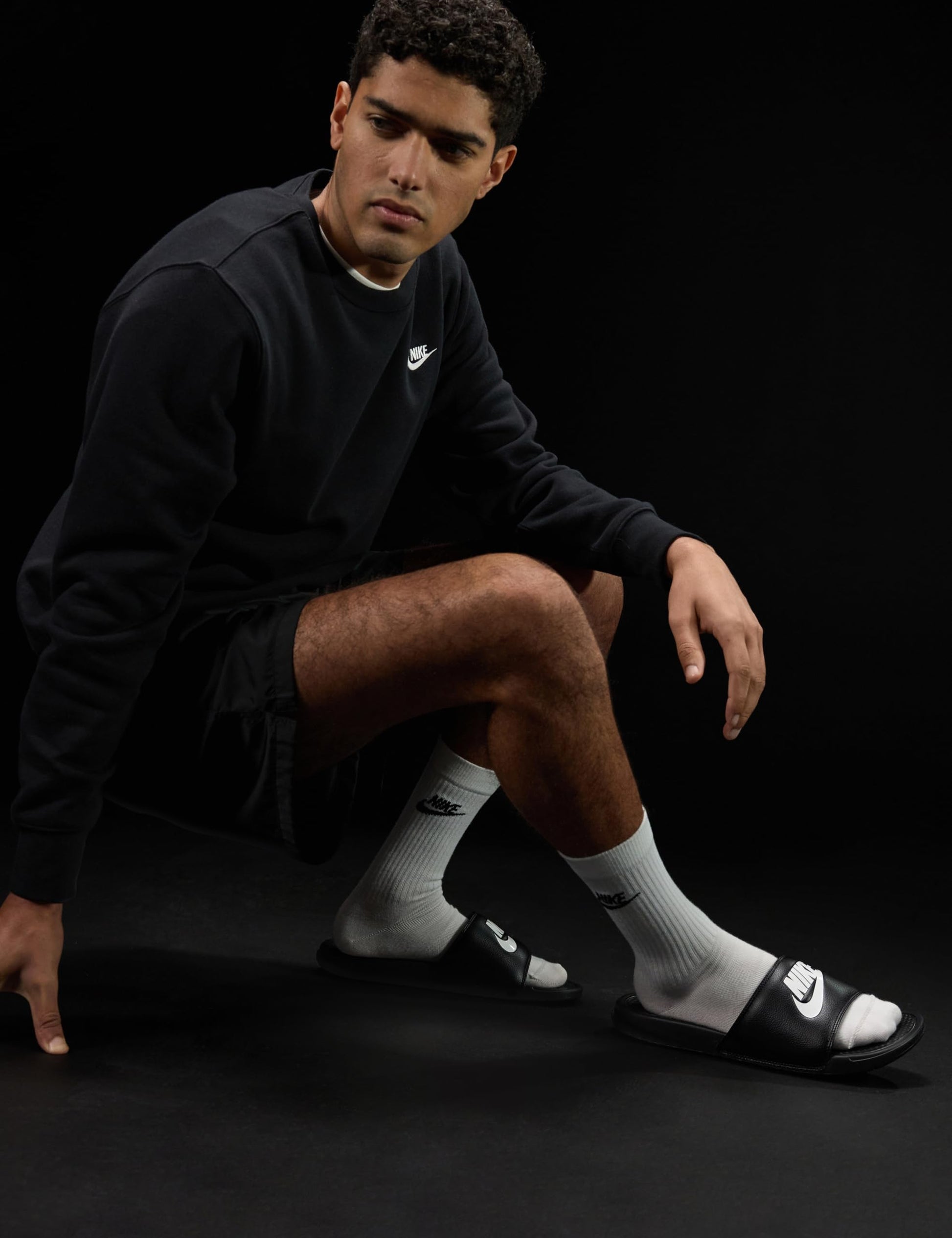 Nike Unisex Benassi JDI Sport Sandal, Black/White, 4 US Men