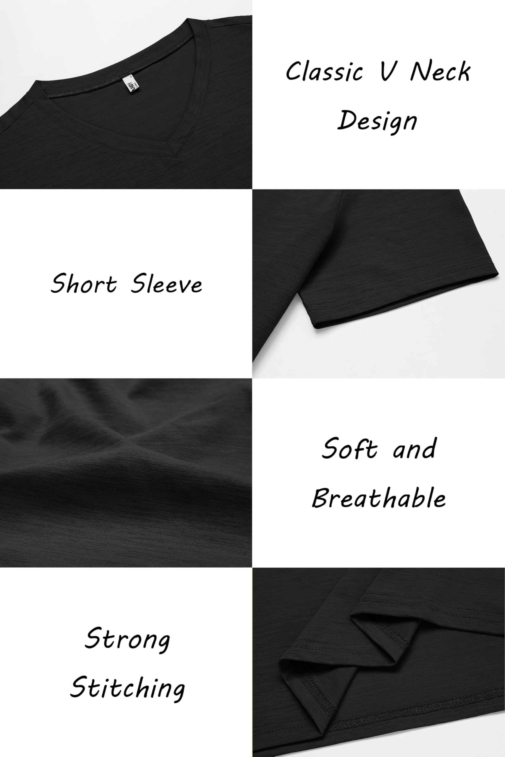 COOFANDY Men's T Shirts Short Sleeve Classic V Neck T-Shirt Casual Summer Basic Tee Shirt Black