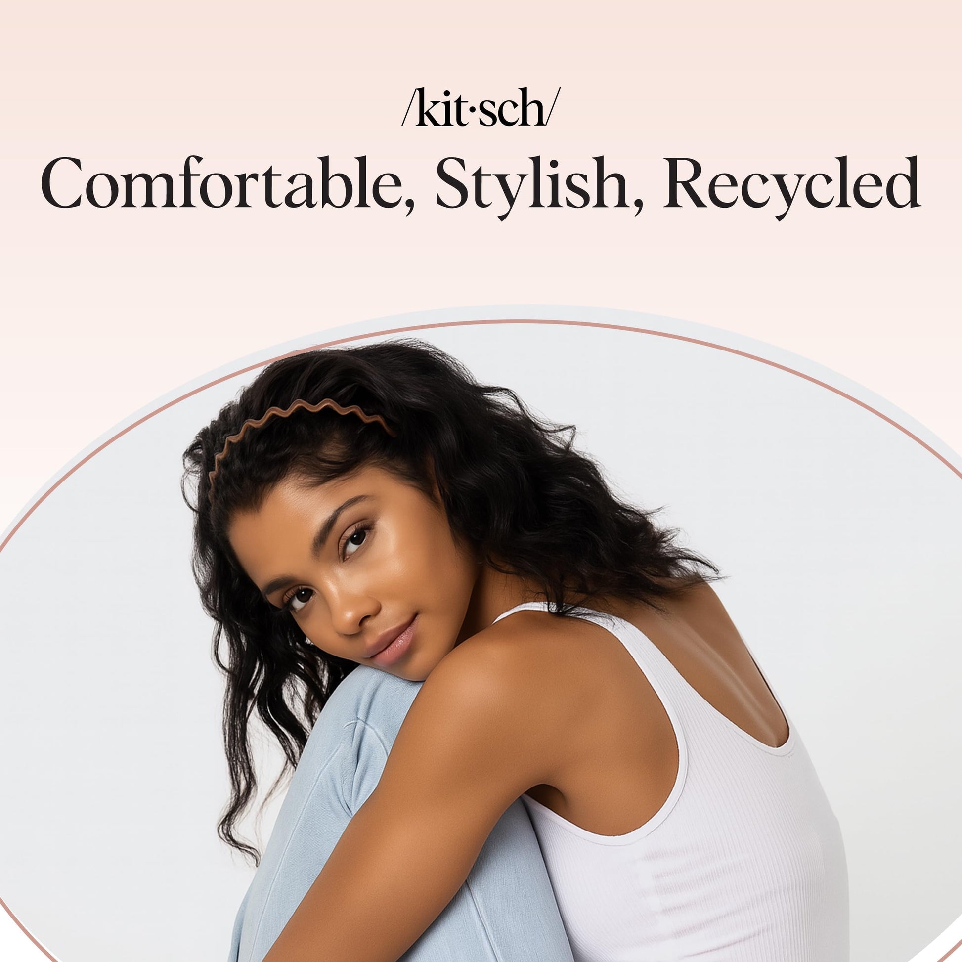 Kitsch Zig Zag Headbands, Recycled Plastic Wavy Hair Band with Teeth, Comb Headbands for Women and Men, Classic 90s Hair Accessories, 2pcs (Neutral)