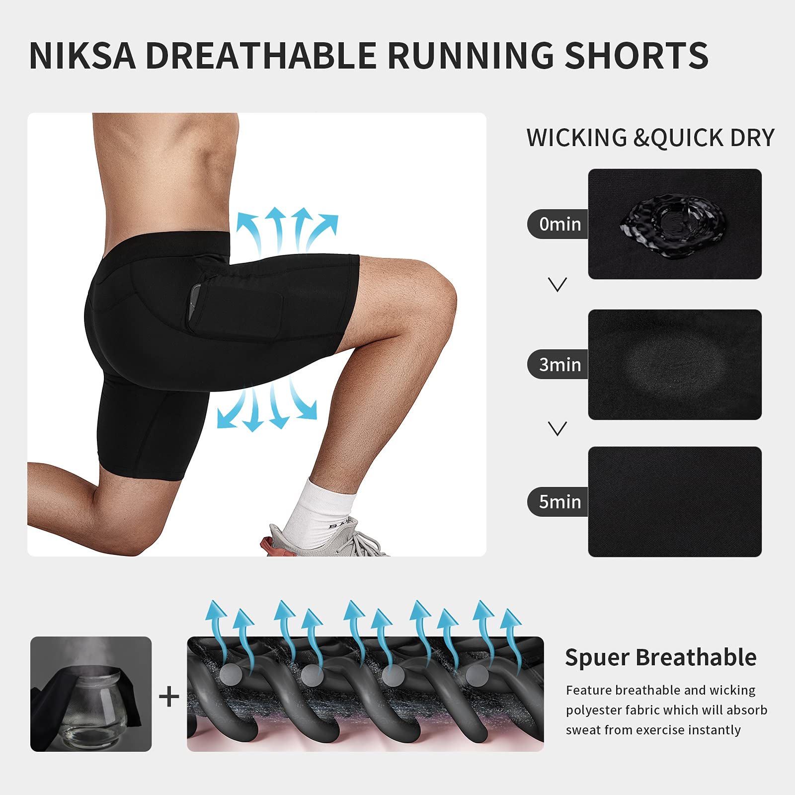 Niksa 5Pack Compression Shorts Men, Compression Underwear for Men Athletic Shorts, Running Workout Fitness Shorts