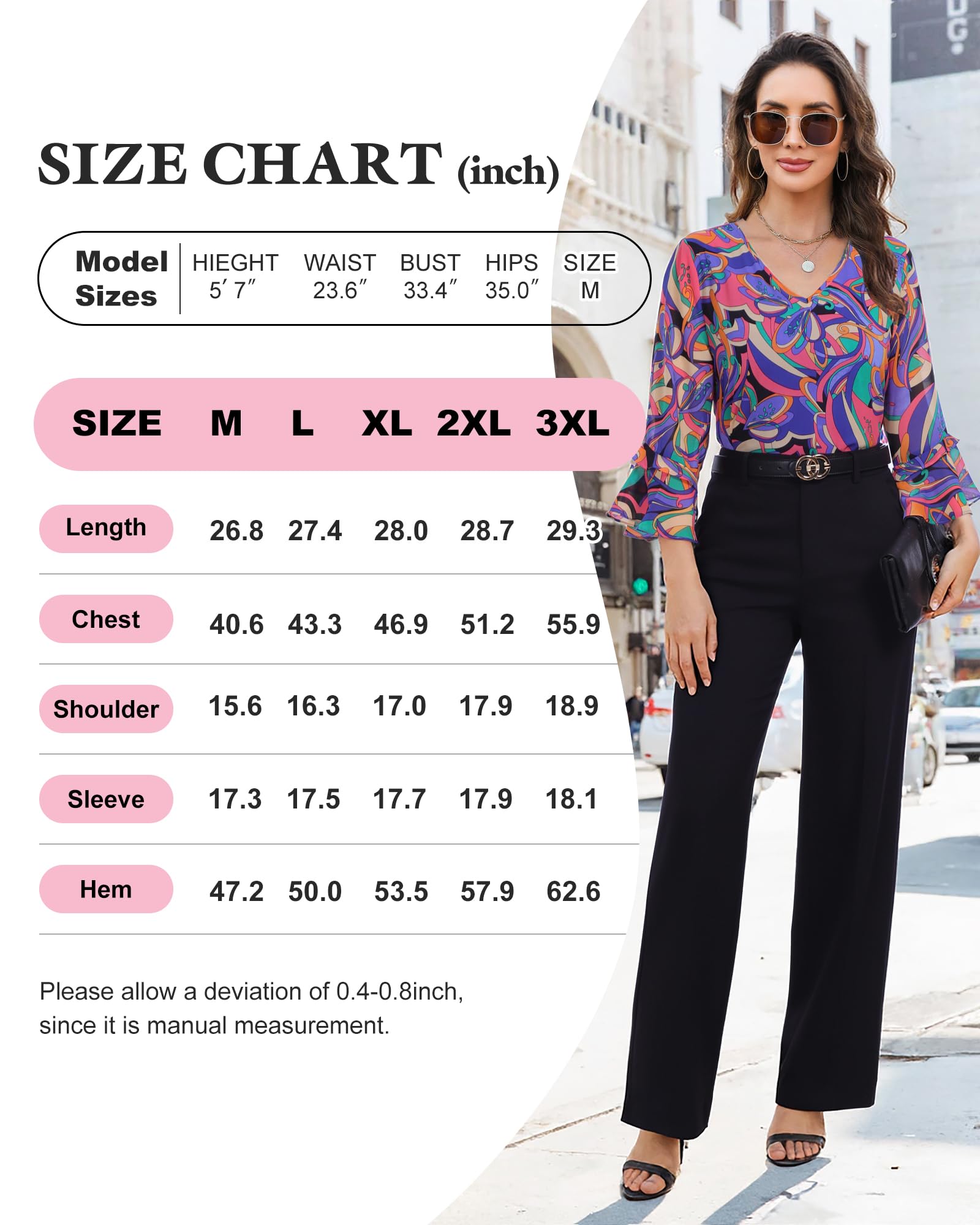 Bebonnie Dress Blouses for Women Elegant: Women's Work Blouses - Dressy Casual Tops Summer Chiffon Blouse Office Attire - Business Casual Tops for Women Plus Size Fancy Geometry M