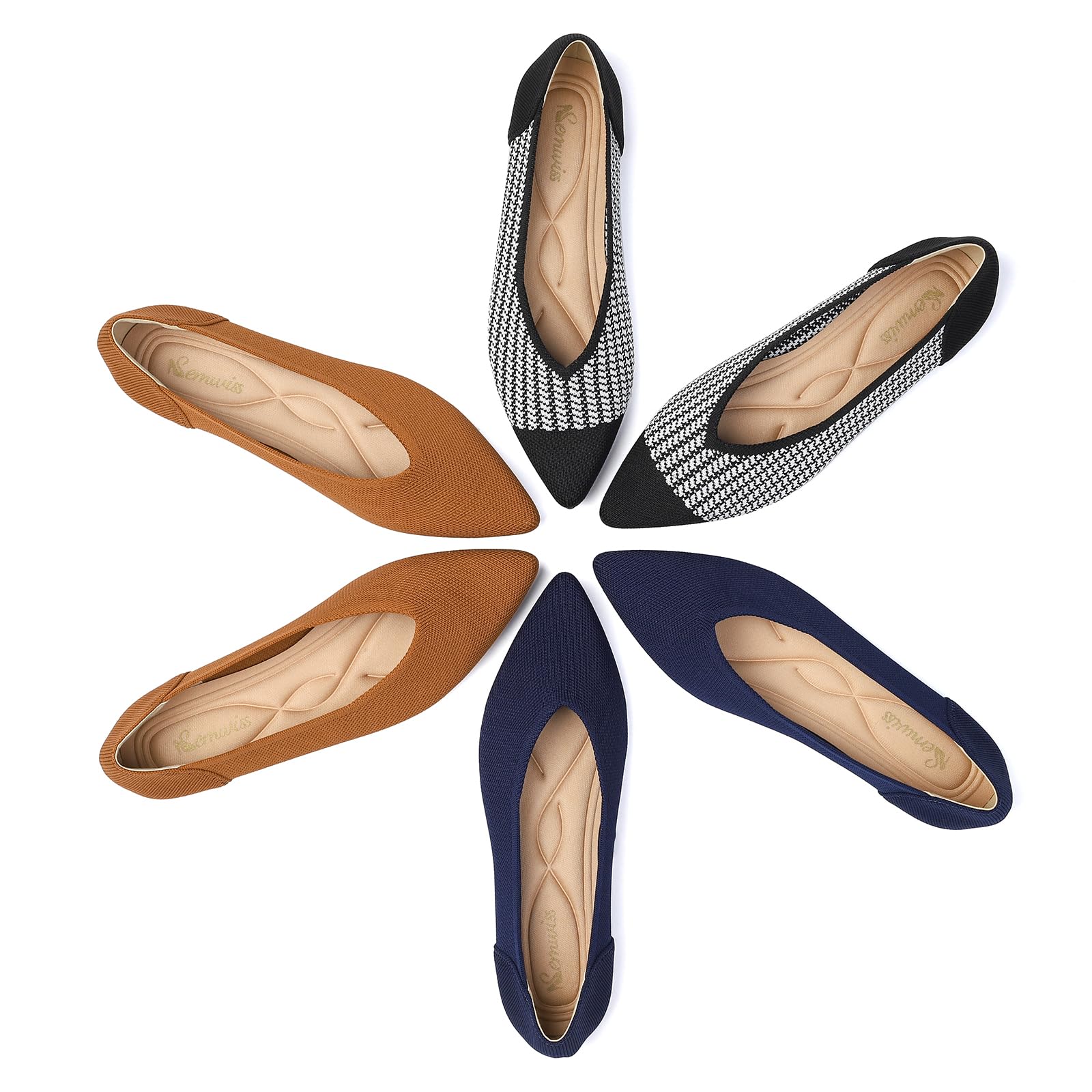 Semwiss Women's Ballet Flats Comfortable Casual Dressy Shoes Work Office Shoes Pointed Toe Flats Navy Size 6