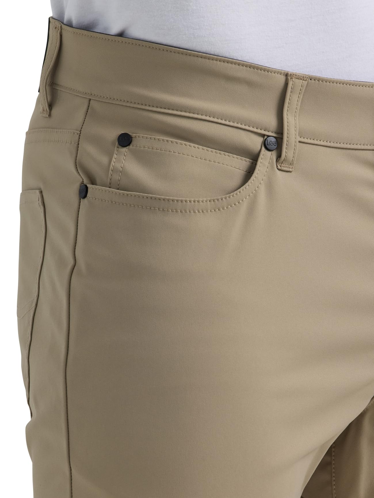 Lee Men's Extreme Motion Performance 5 Pocket Regular Straight Pant, Kansas City Khaki, 34W x 30L