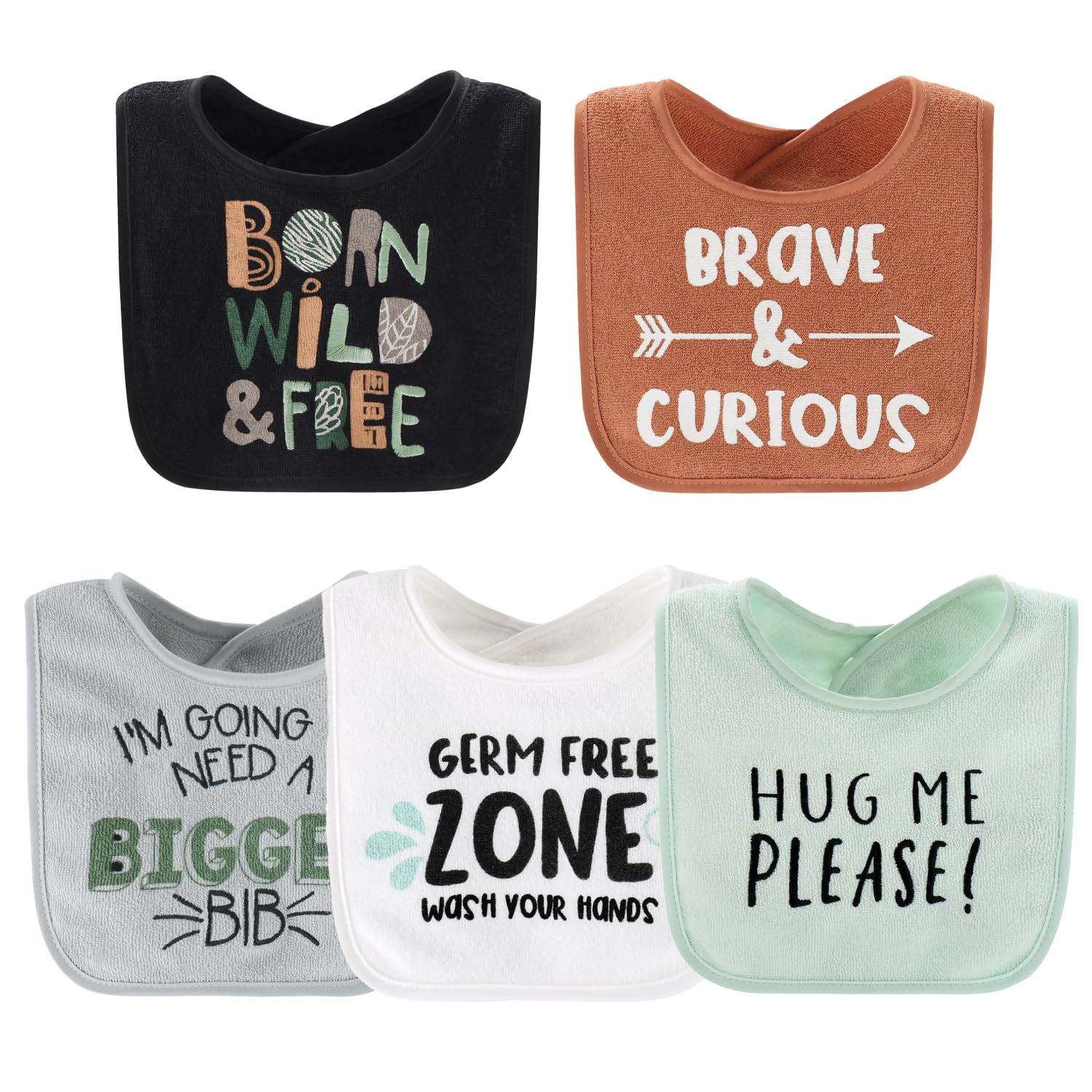 The Peanutshell Baby Boy Terry Bibs Set of 10-100% Cotton, Soft, Absorbent Baby Bibs, Toddler Boy Set, Newborn & Infant Bib - Dinosaur