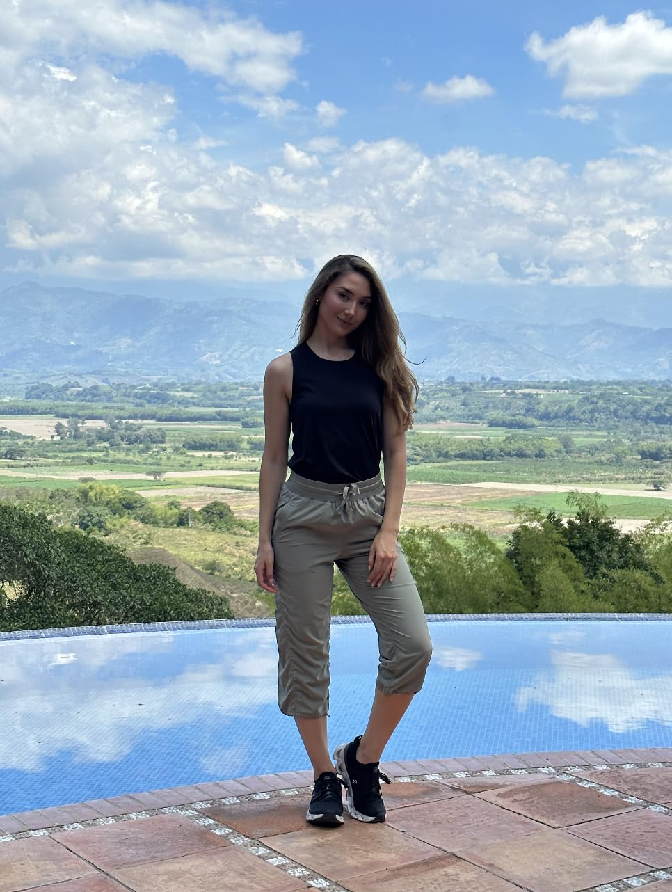 RBX Active Women's Lightweight Capri Pant Drawstring Joggers for Women Charcoal S21 XS