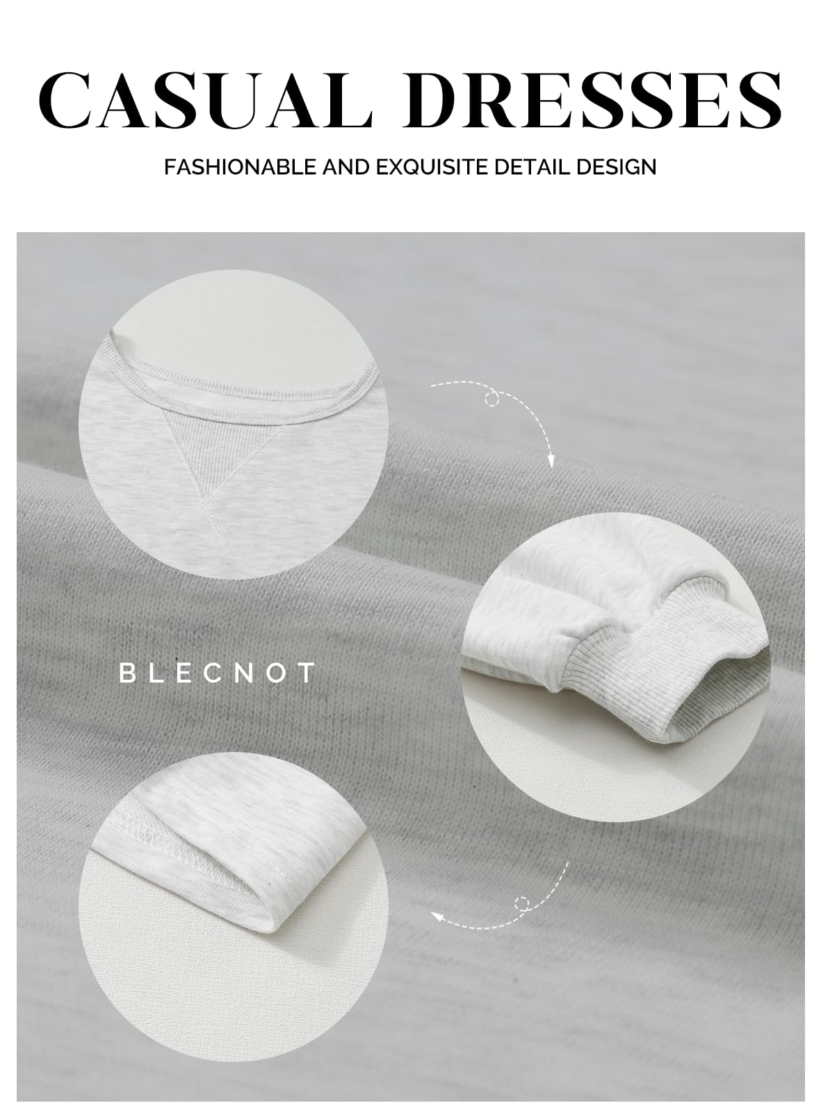 BLENCOT Mini Dress for Women 2025 Fall Winter Cute Patchwork Long Sleeve Ruffled Crewneck Sweatshirt Dresses Casual Sport Pullover Tops White Small